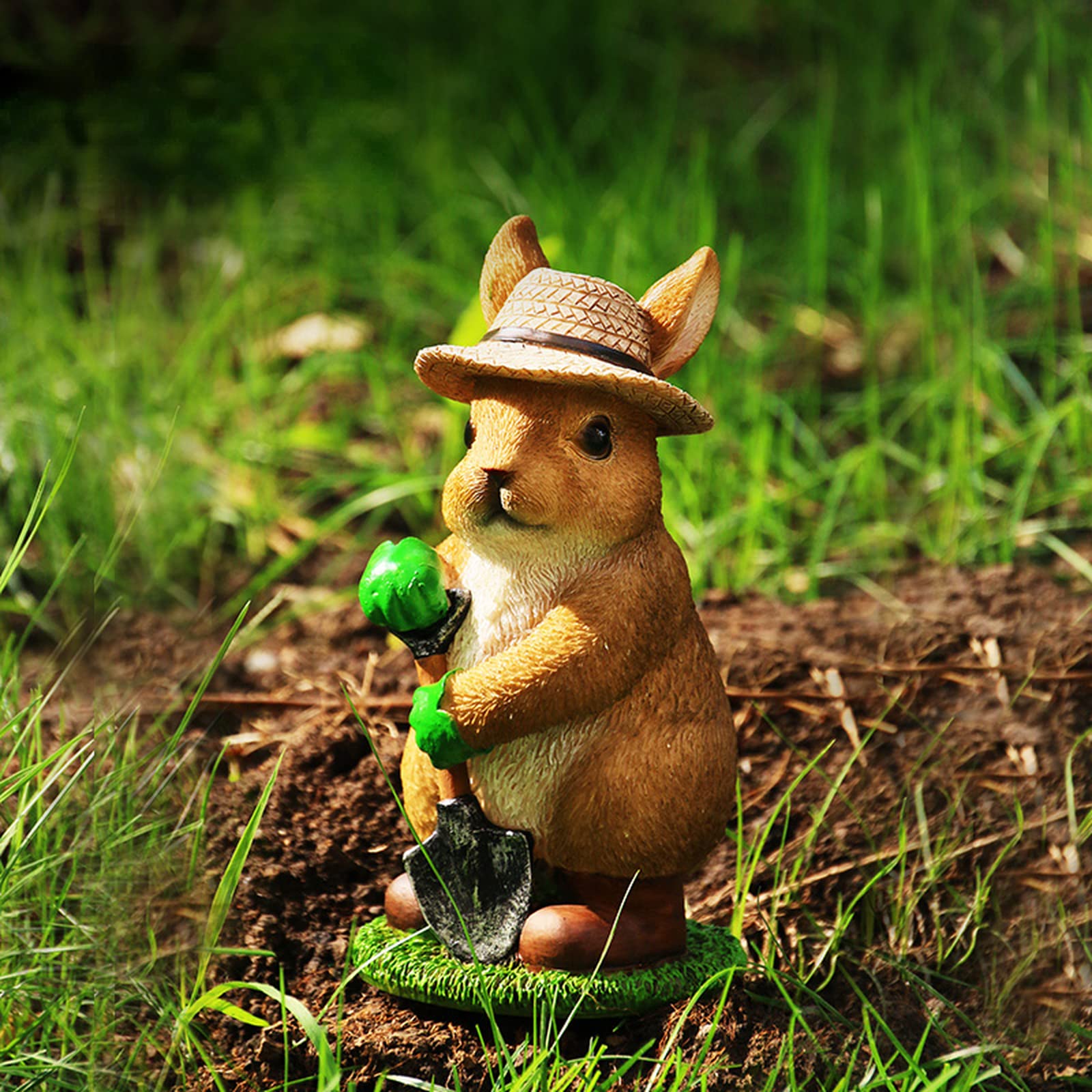 Latte Spade Rabbit Statue Outdoor Simulation Animal Sculpture Ornaments, Resin Rabbit Model Pool Landscaping Courtyard Lawn Garden Decoration (Latte Spade)