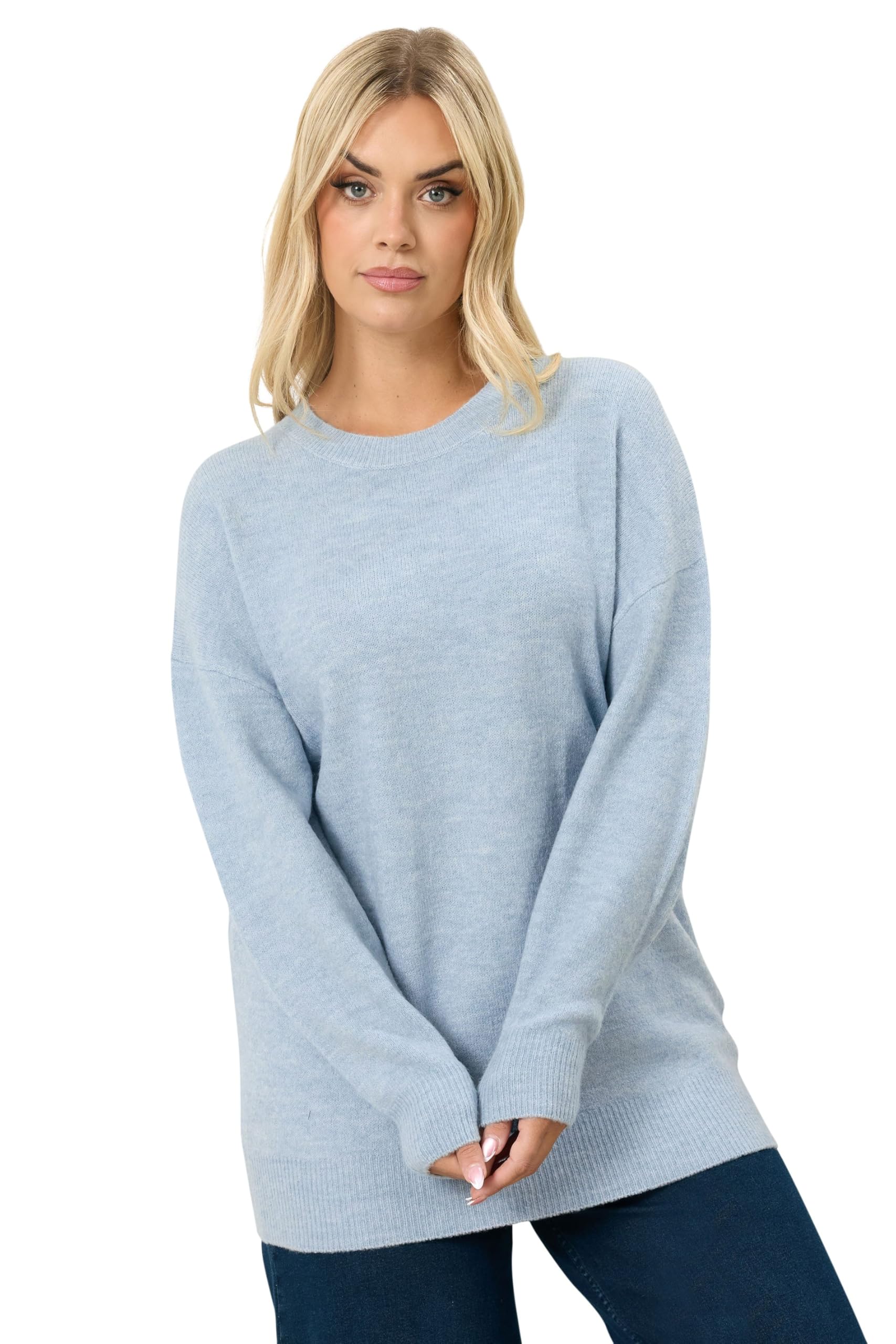 Yours Curve Soft Touch Jumper - Women's - Plus Size Curve Light Blue