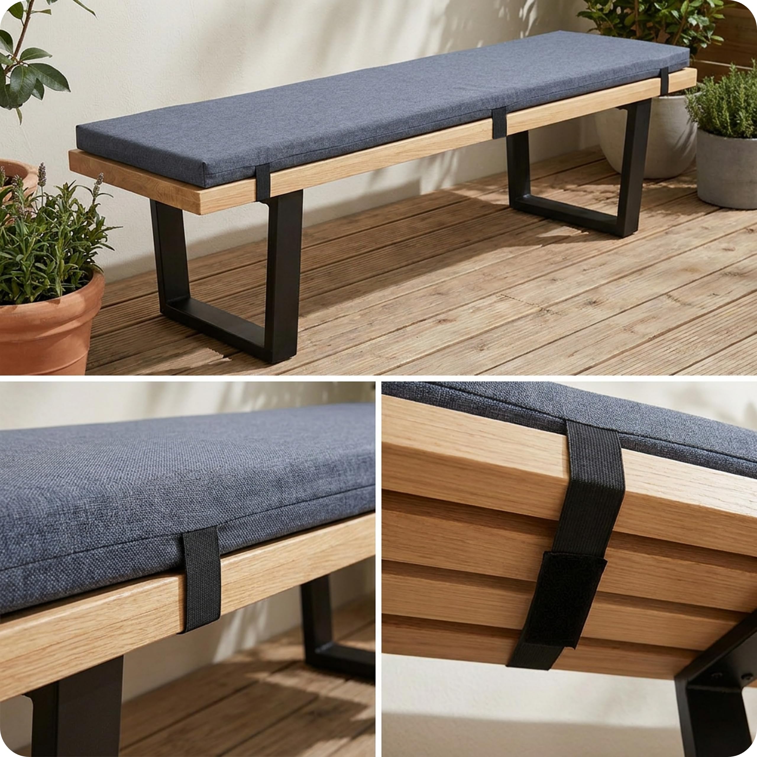 Garronda Impermeabile Cuscino per Panca da Esterno 100 x 40 in Poliestere Antracite
