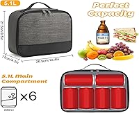 Vista 3 de Lonchera para hombres – Bolsa de almuerzo reutilizable para hombres adultos y mujeres – Lonchera aislada para oficina, senderismo, campamento (gris)