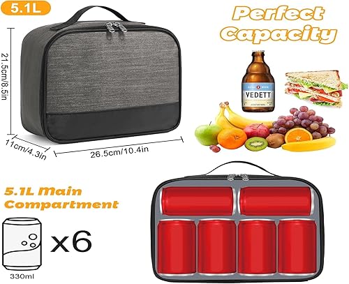 Miniatura 3 de Lonchera para hombres  Bolsa de almuerzo reutilizable para hombres adultos y mujeres  Lonchera aislada para oficina, senderismo, campamento (gris)