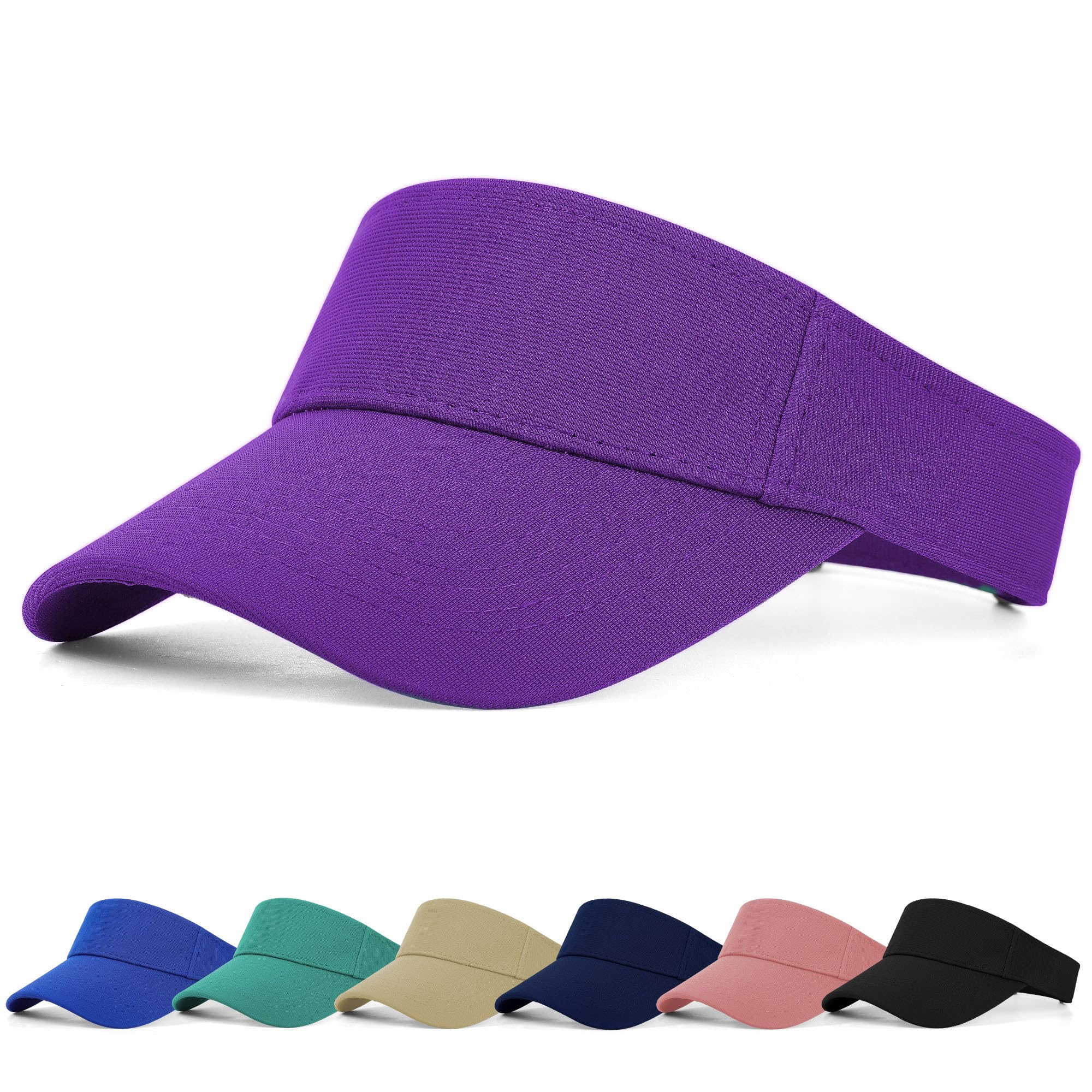 Fchui Women's Purple Sun Visor Cap - Ponytail Baseball Cap For And Long Peak Thicker Sweatband Adjustable Hat For Golf Cycling Fishing Tennis Running Jogging Visor Hats For Men (Purple)