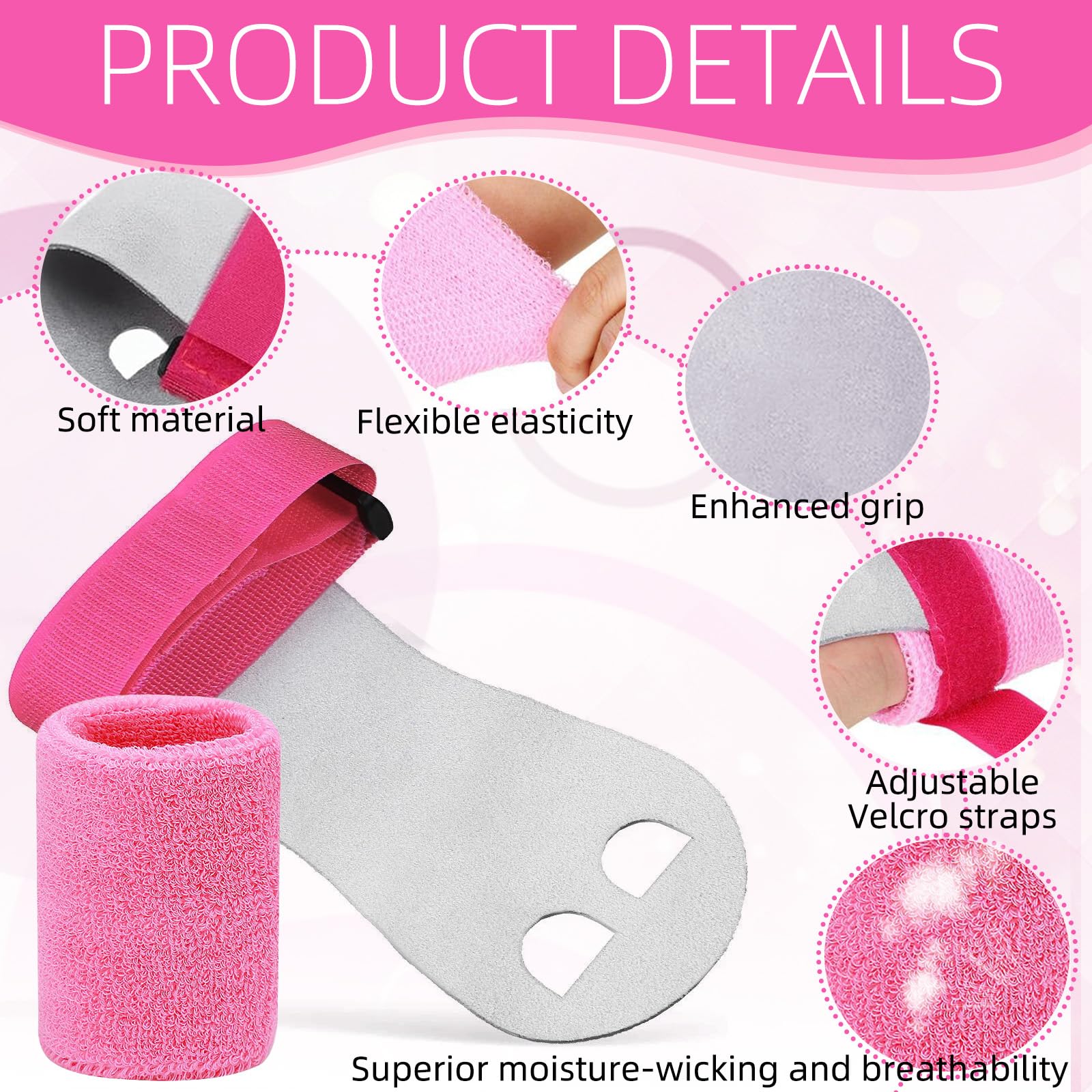 2 paia di cinghie elastiche per bambini, guanti da ginnastica per bambini, con bracciali, manopole regolabili per bambini, imbottiture per crossfit, bodybuilding, calistenica, pesi (rosa)