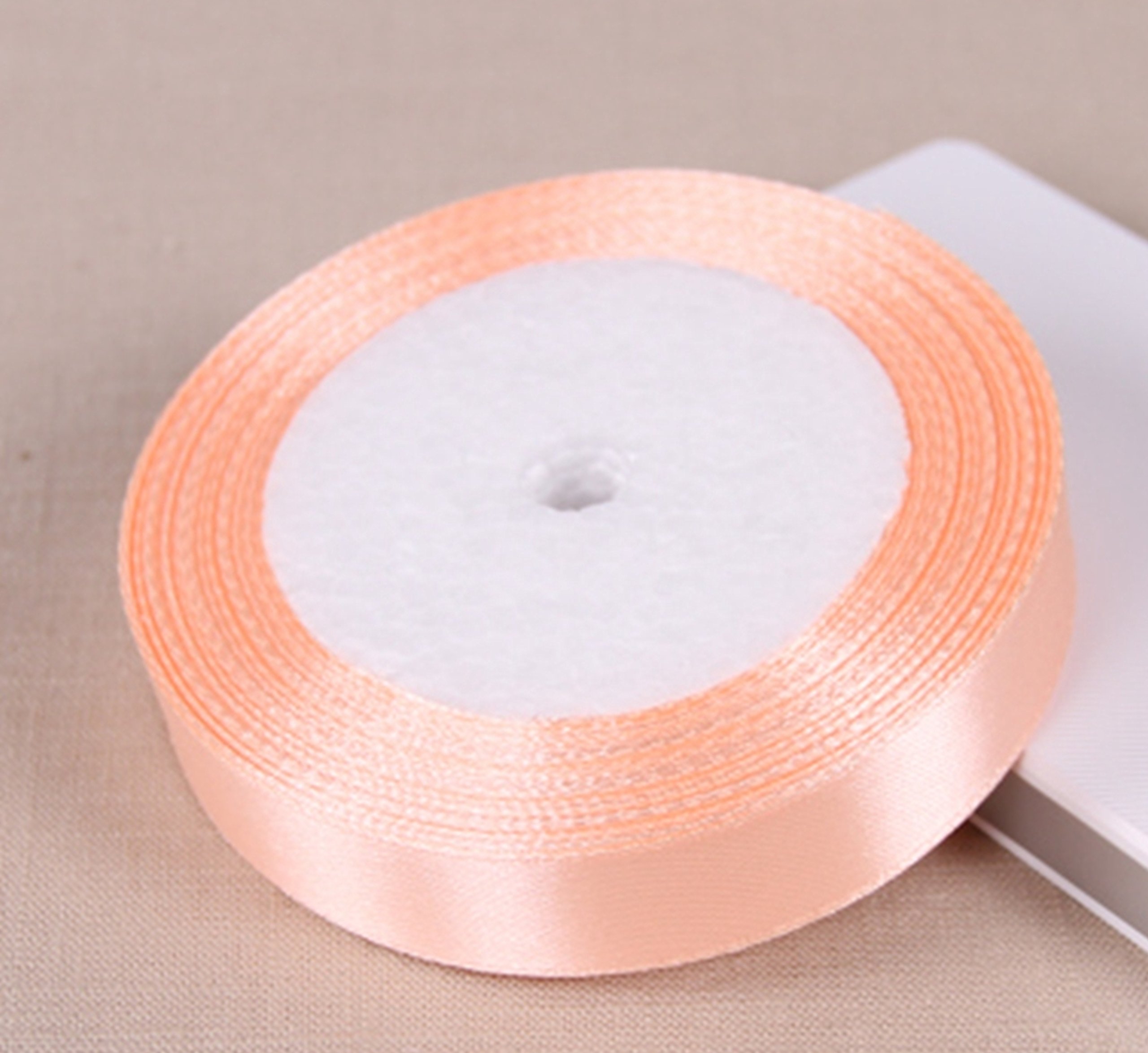 Gcs Peach 22 Meters Satin Ribbon 10Mm (Peach) For Gifts Wrap, Wedding, Decoration, Clothing, Party, Sewing, Events, Bows