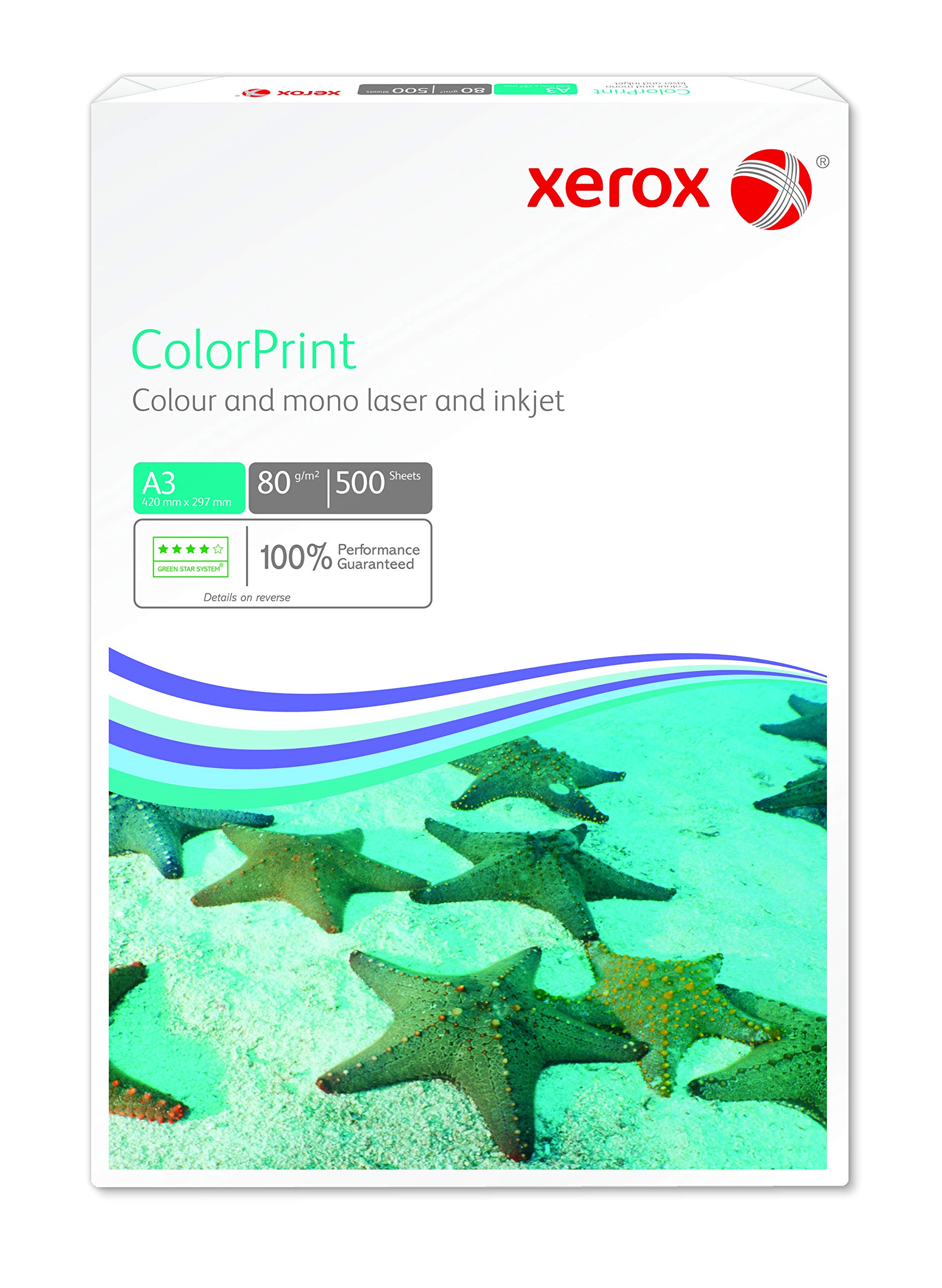 Xerox 003R95249 Premium Farblaser-Papier Druckerpapier DIN A3, 80 g/m², 500 Blatt pro Pack, weiß