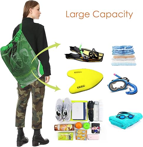 Vista 21 de BeeGreen Mochila con cordón para hombres y mujeres, atlético, gimnasio, deportes, entrenamiento, playa, natación Negro