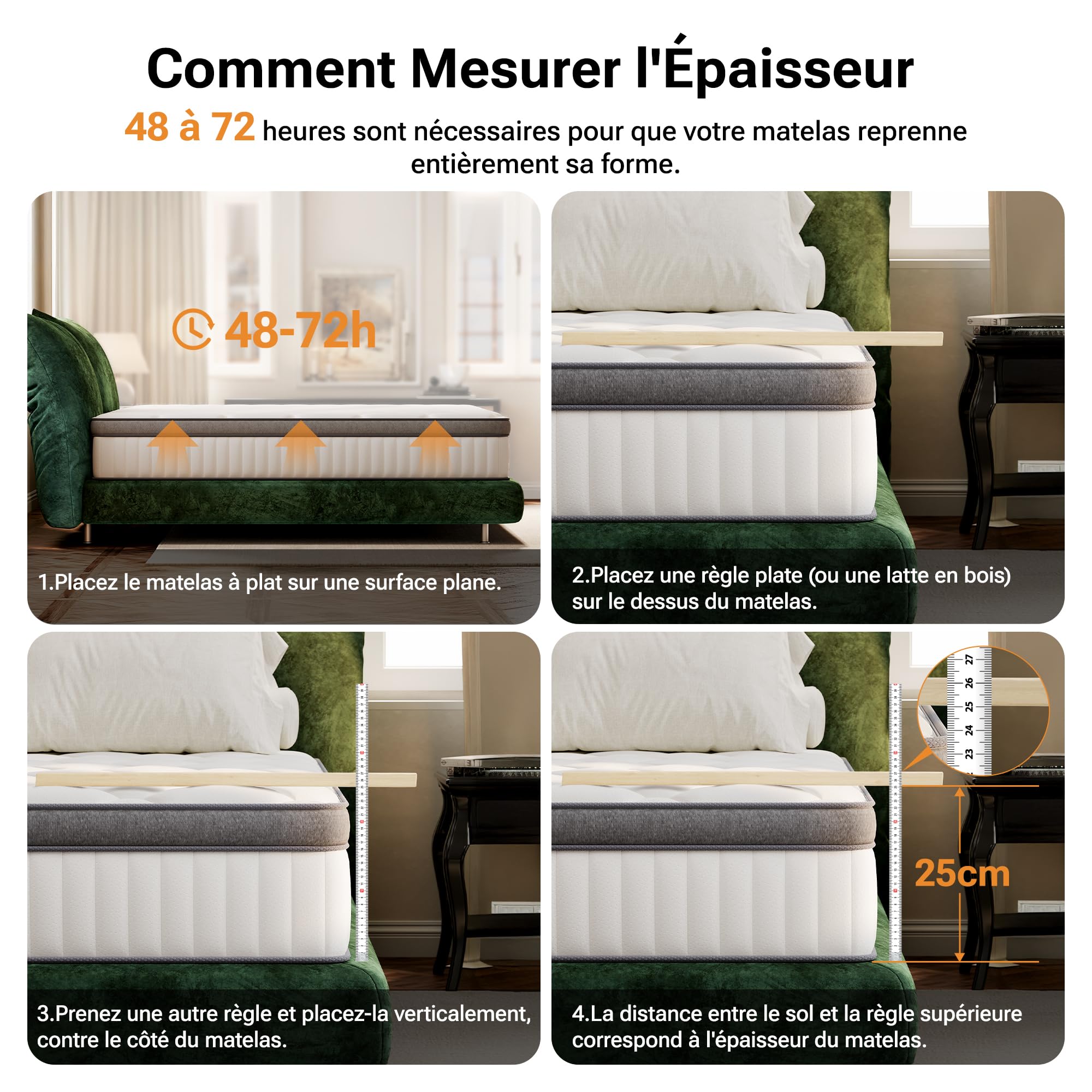 TXO Matelas 140x190 x 25 cm, Matelas Hybride Anti-Boulochage, soulagement de la Pression grâce à Une Conception en 7 Zones, Ressorts ensachés Individuellement avec fermeté Moyenne, certifié Oeko-Tex