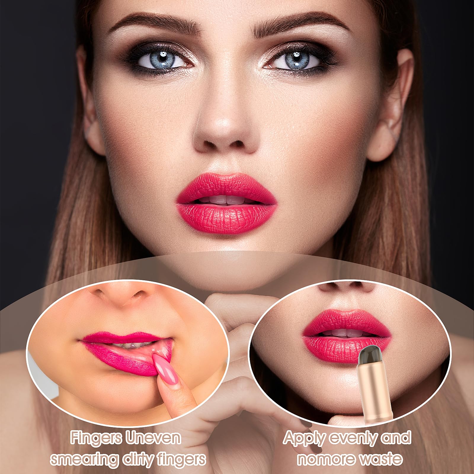 Amabro 2 pennelli in silicone per labbro, applicatore riutilizzabile con copertura antipolvere, lucidalabbra, balsamo per labbro, maschera portatile da viaggio