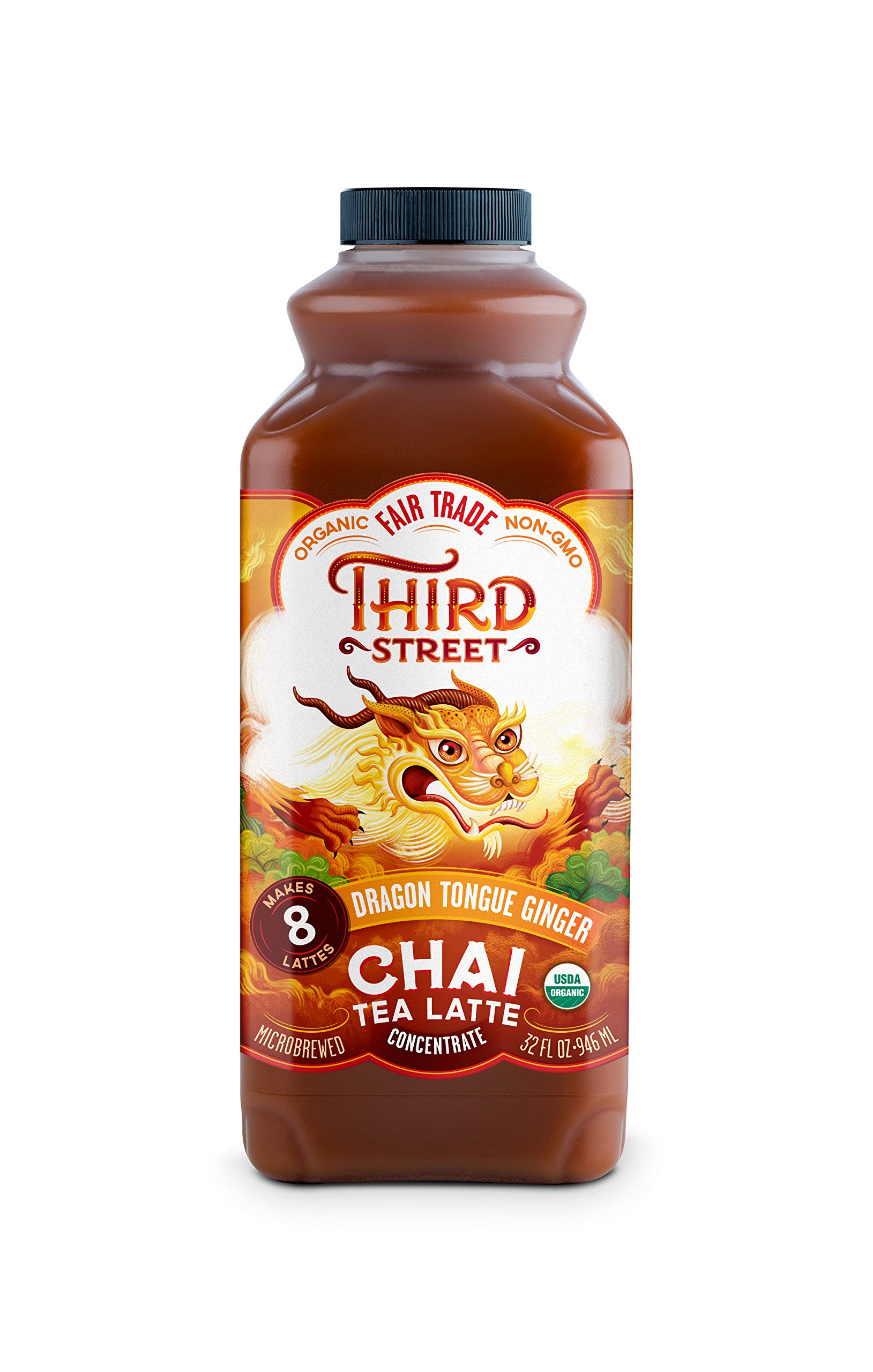 Third Street Chai, Dragon Tongue Ginger, 32 Ounce (Pack of 6)