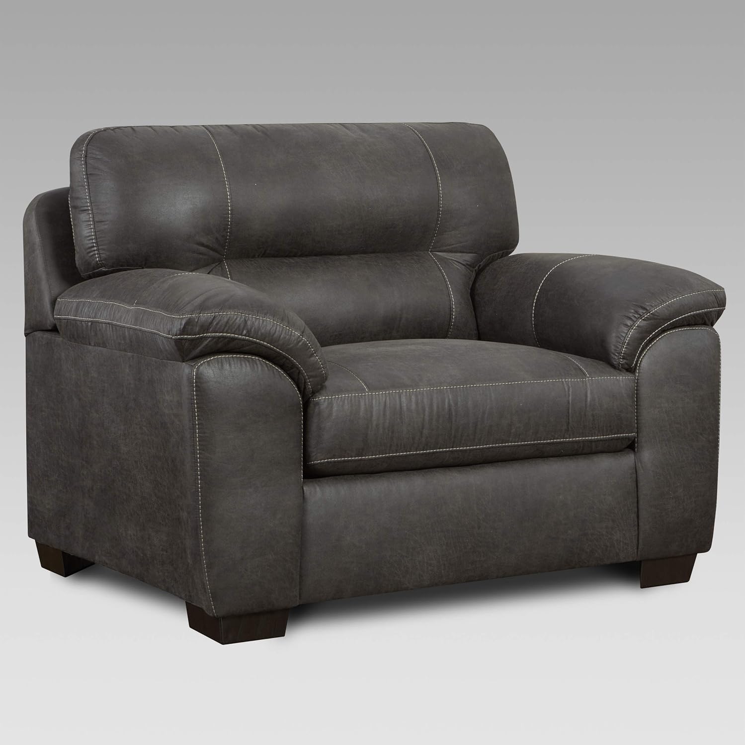 Roundhill Furniture Tirana Contemporary Fabric Pillow-top Arm Chair, Sequoia Ash