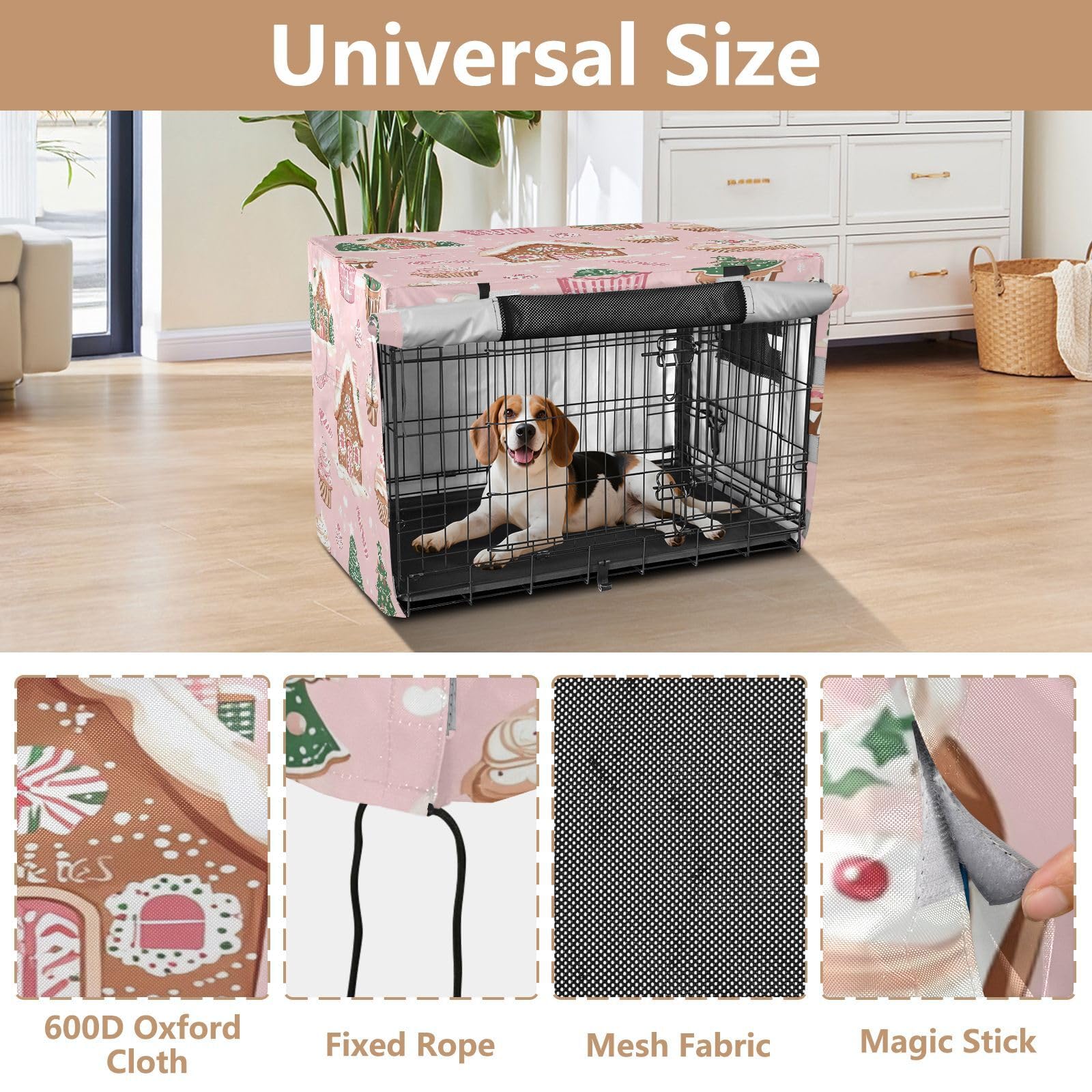 Abdeckung für Hundebox Welpe Drahtkäfig Abdeckung Hundekäfig Vorhänge 121.9 cm