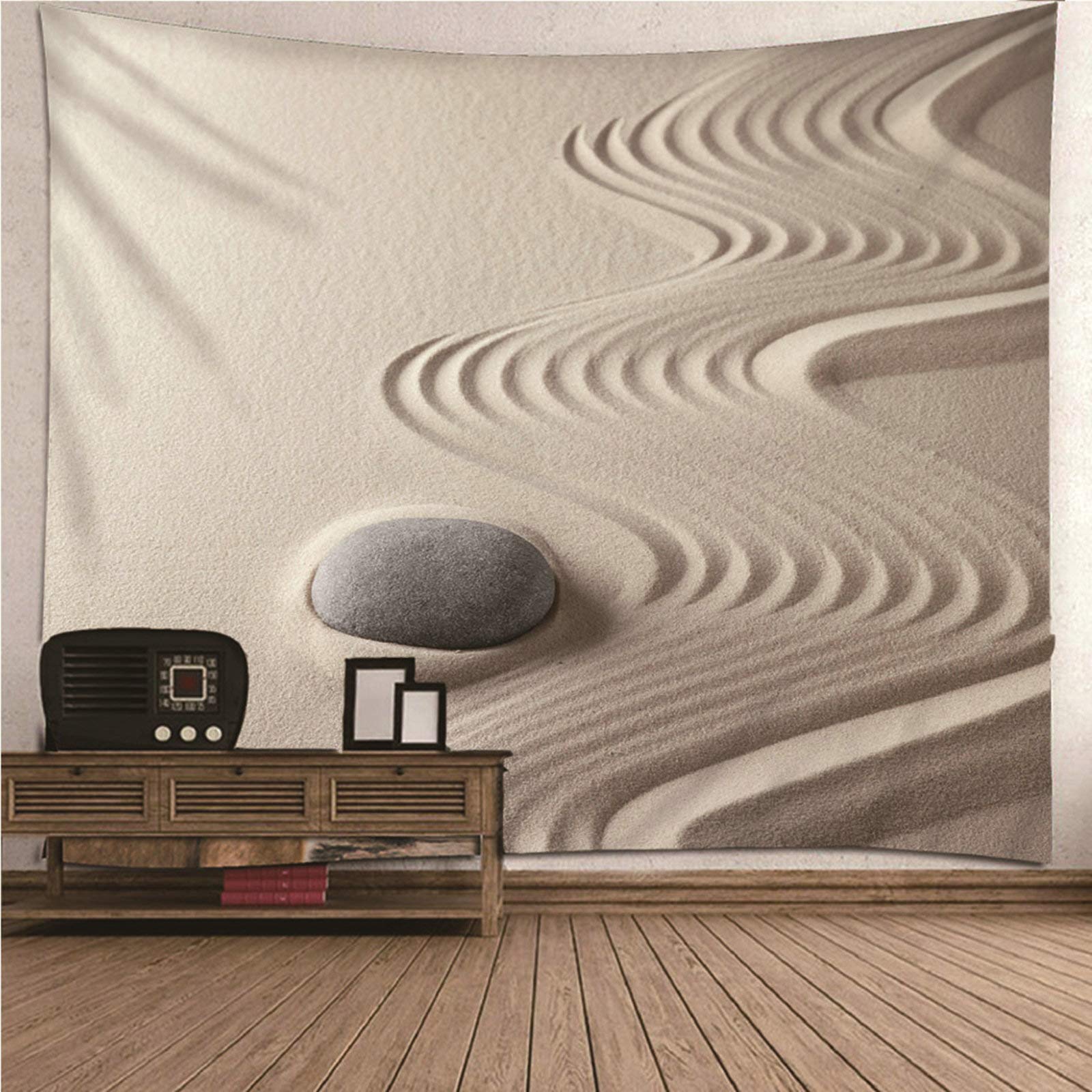 Banemi Tapiz Ventana, Tapiz Decorativos Poliéster Gris Piedra del Desierto Pareo/Toalla de Playa Grande, Sofá 240X220Cm