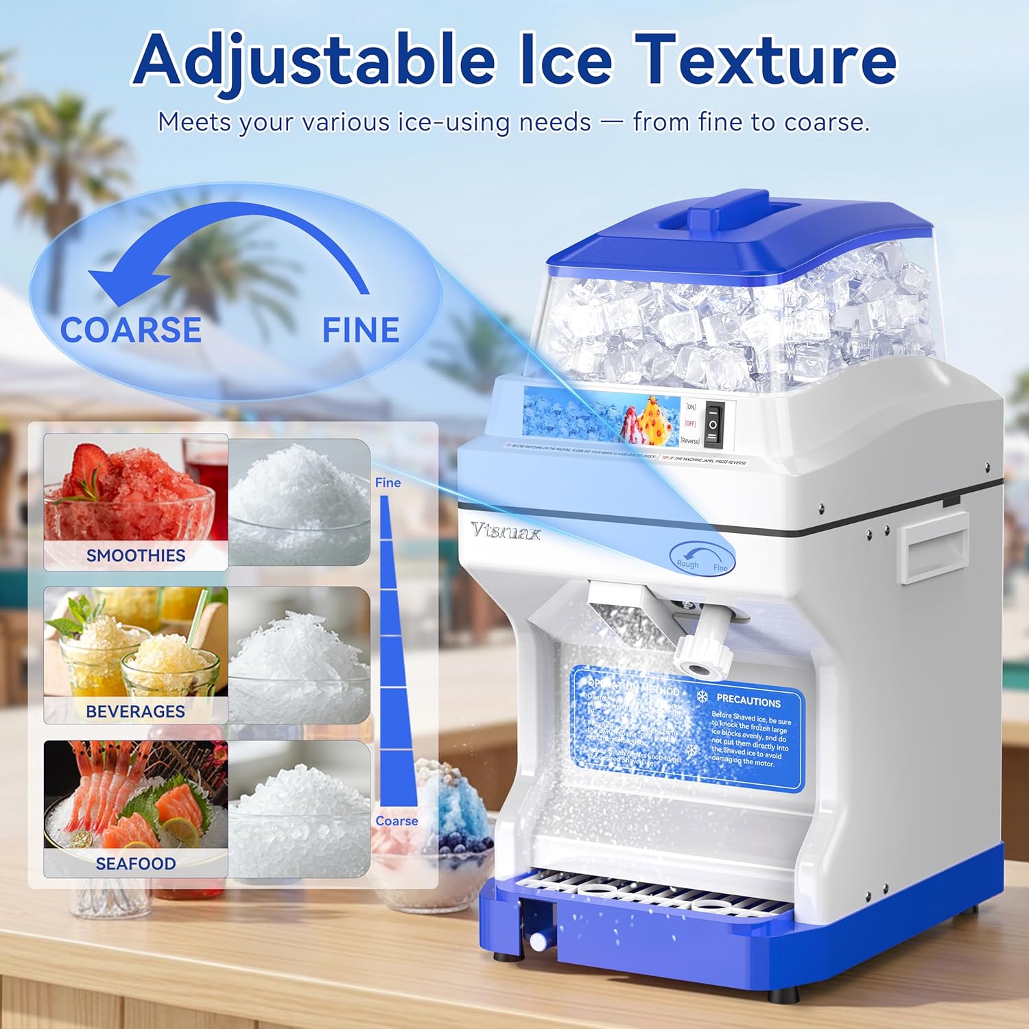 Electric Ice Crusher Shaver, 300W Snow Cone Maker Machine 441LBs/hr Thickness Adjustable for Bar Parties Events Snack(5.8Qt)