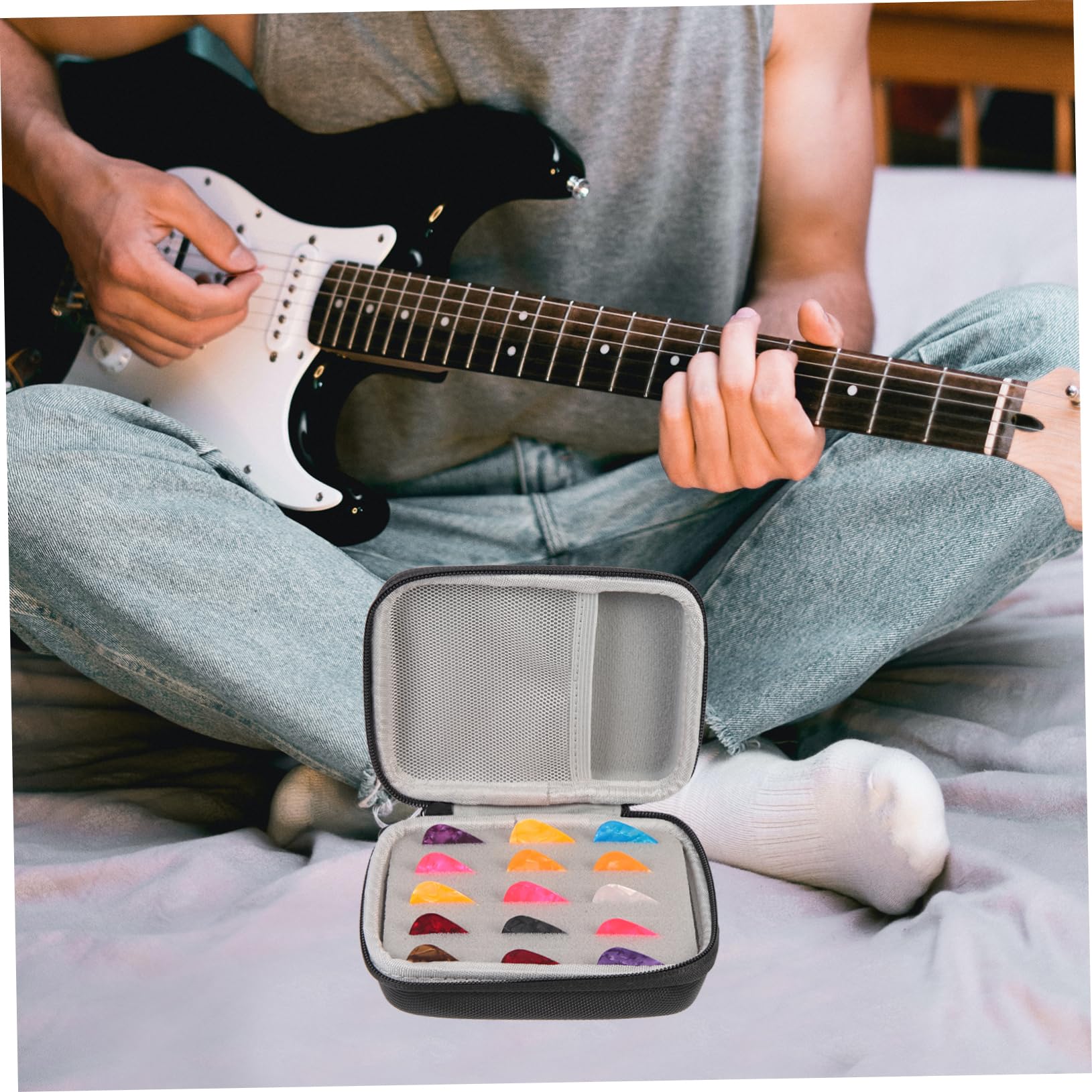 ibasenice 3juegos Estuche Organizador De Púas De Guitarra con Púas Aleatorias Accesorios De Guitarra Almacenamiento Compacto y Ligero Diseño Ergonómico y Material Duradero