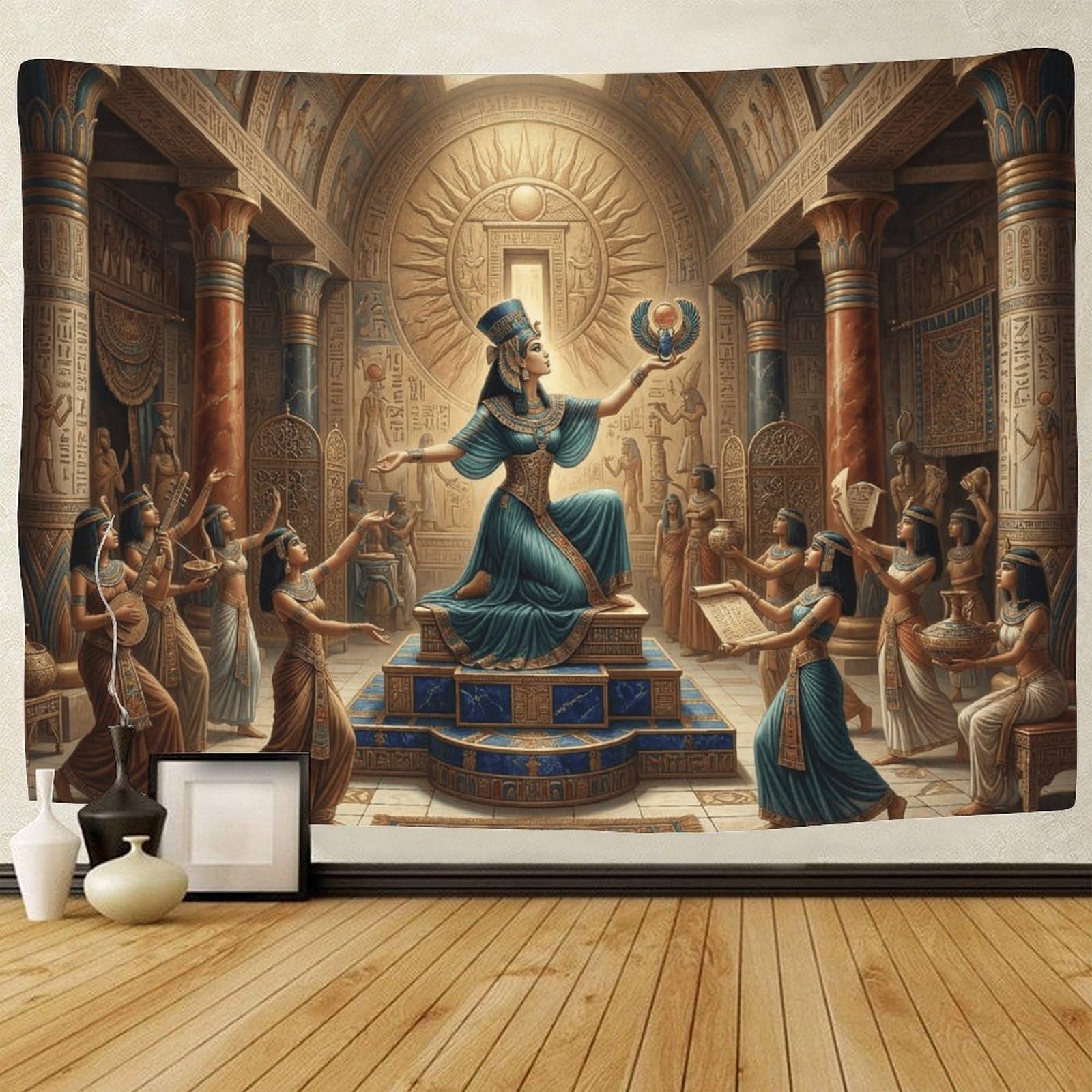 GPMNBCXZK Egyptian Isis Wall Tapestry Home Bedroom Wall Art Ancient Temple Decor 3D Printed 100cmx150cm