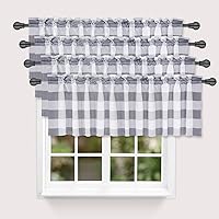 Vista 35 de Simple Deluxe Paquete de 4 cenefas opacas de cuadros búfalo para ventanas de cocina, sala de estar, casa de campo, dormitorio, cenefa de cortina
