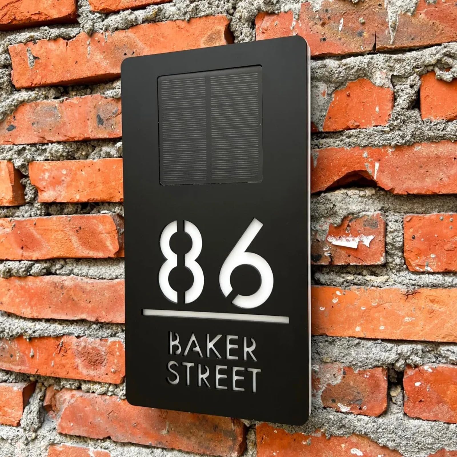 Targa con numeri civici a energia solare personalizzata per esterni, con illuminazione a LED, idea regalo per l'inaugurazione della casa, numeri di indirizzo a LED, targa moderna per giardino,