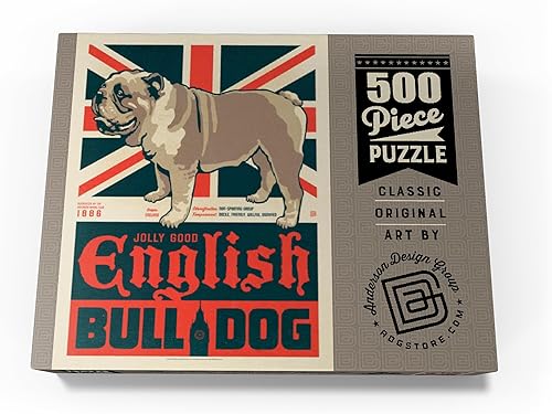 Miniatura 4 de MyPuzzle Bulldog inglés, póster vintage, rompecabezas prémium de 500 piezas para adultos