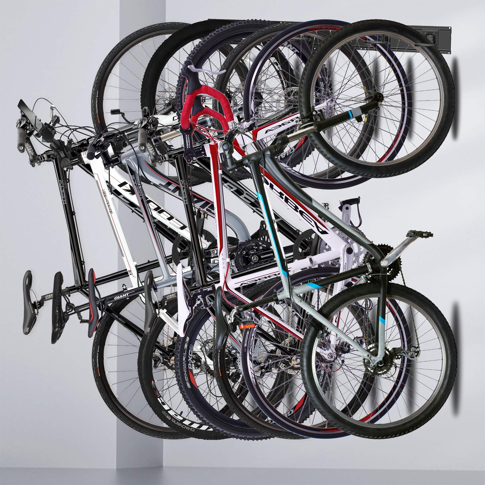 WALMANN Bike Storage Rack, 6 Bike Hooks for Garage & Home Space Saving