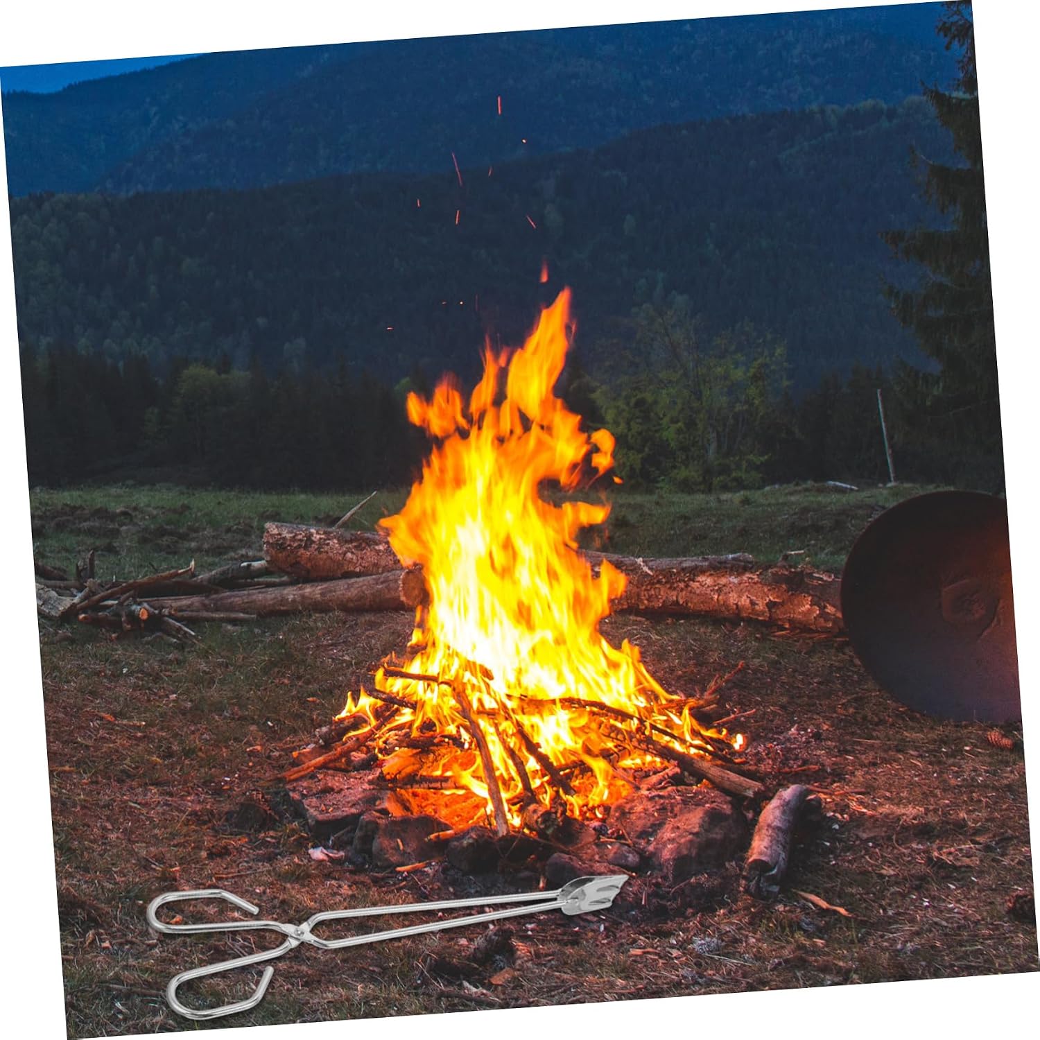 Outdoor Fire Pit Tongs Heavy Duty Charcoal Grabber for Camping Bbq Fireplace Extended Handle Firewood Picker Tool for Safe Wood and Coal Handling for Campfire Picnic and Home Use