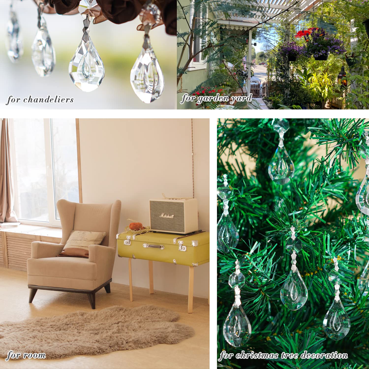 20pcs 38mm Crystal Loquat Shape Chandelier Replacement Hanging