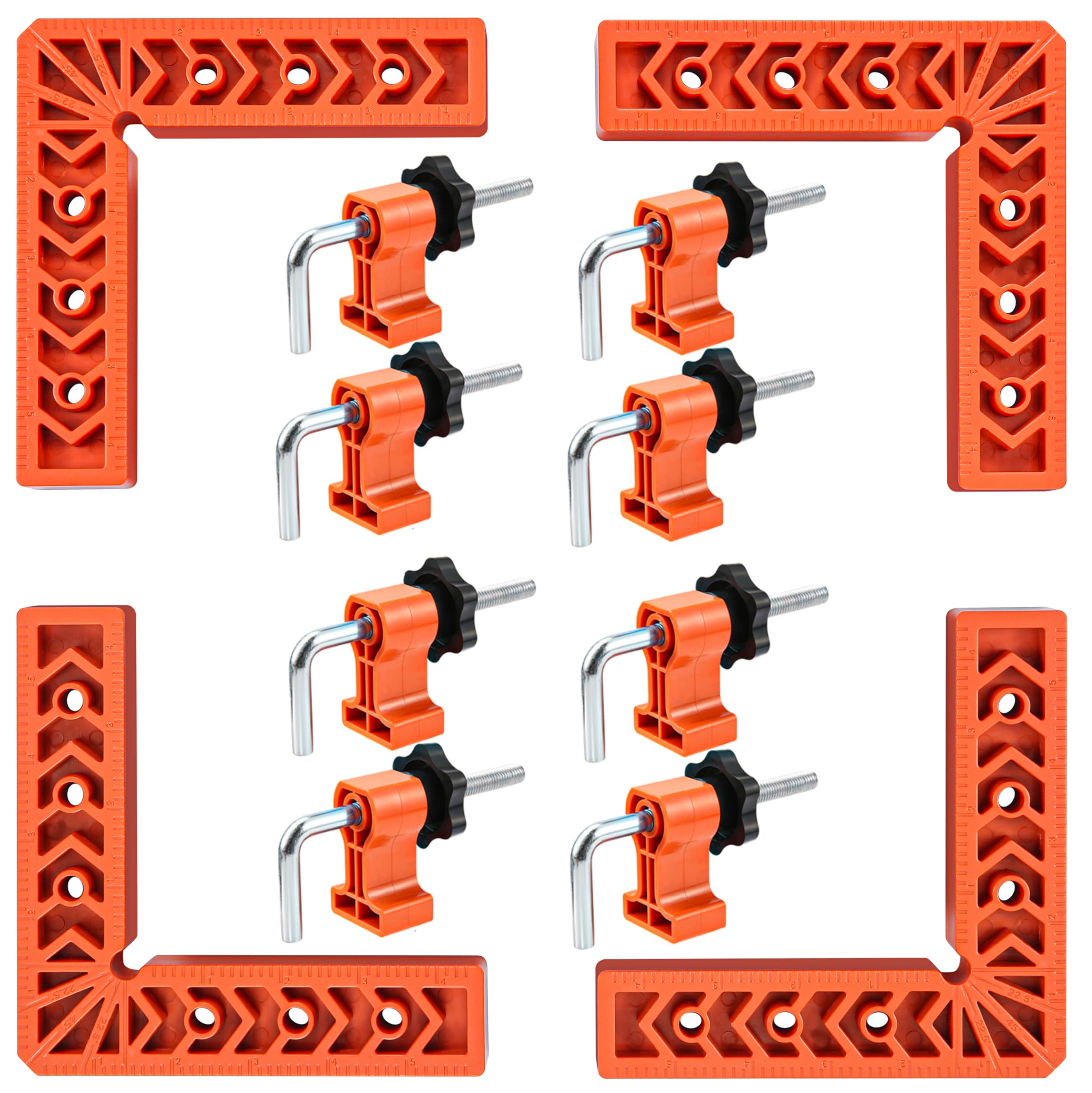 90 Degree Clamp,Positioning Squares,6'' x 4 Right Angle Clamp with 8 Clamp,Corner clamps Woodworking Tool for Pictures Frames, Cabinets, Boxes