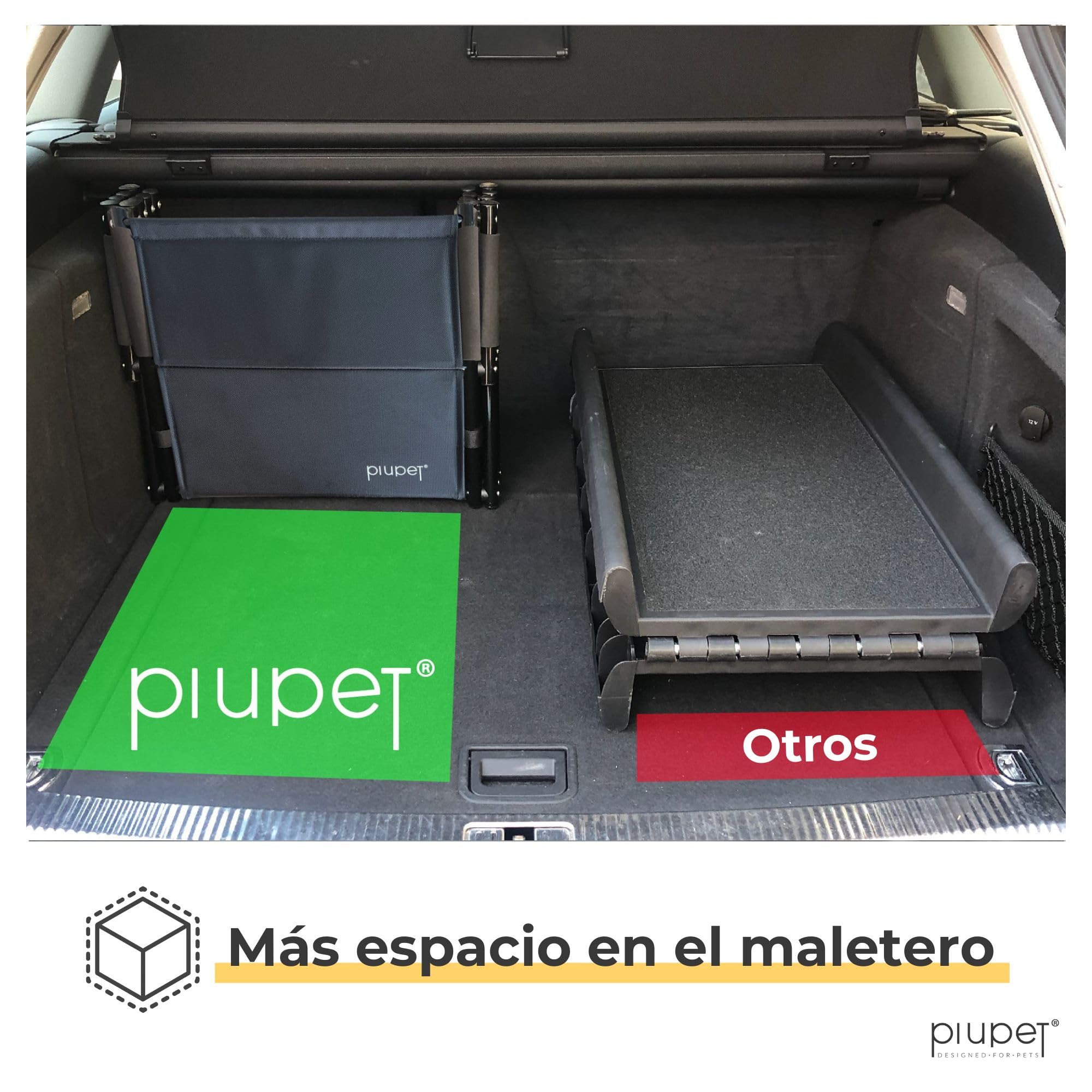 PiuPet® Rampa para Perros I hasta 80kg Cargable I Utilizable para Todos los vehículos I Escalera para Perros Plegables | Escalones para Mascotas | Rampa Coche