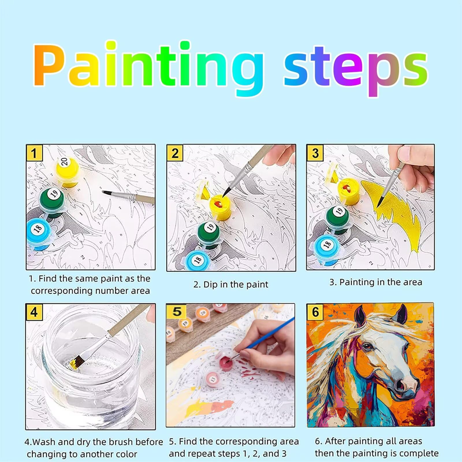 Malen Nach Zahlen Erwachsene Tier DIY Set Erwachsene mit Leinwand zum Bemalen Horse 110x80 cm 36 Farben Acrylfarben Set und Pinsel, Malen Nach Zahlen Kinder für Deko Wohnzimmer Geschenke 2YH-0608