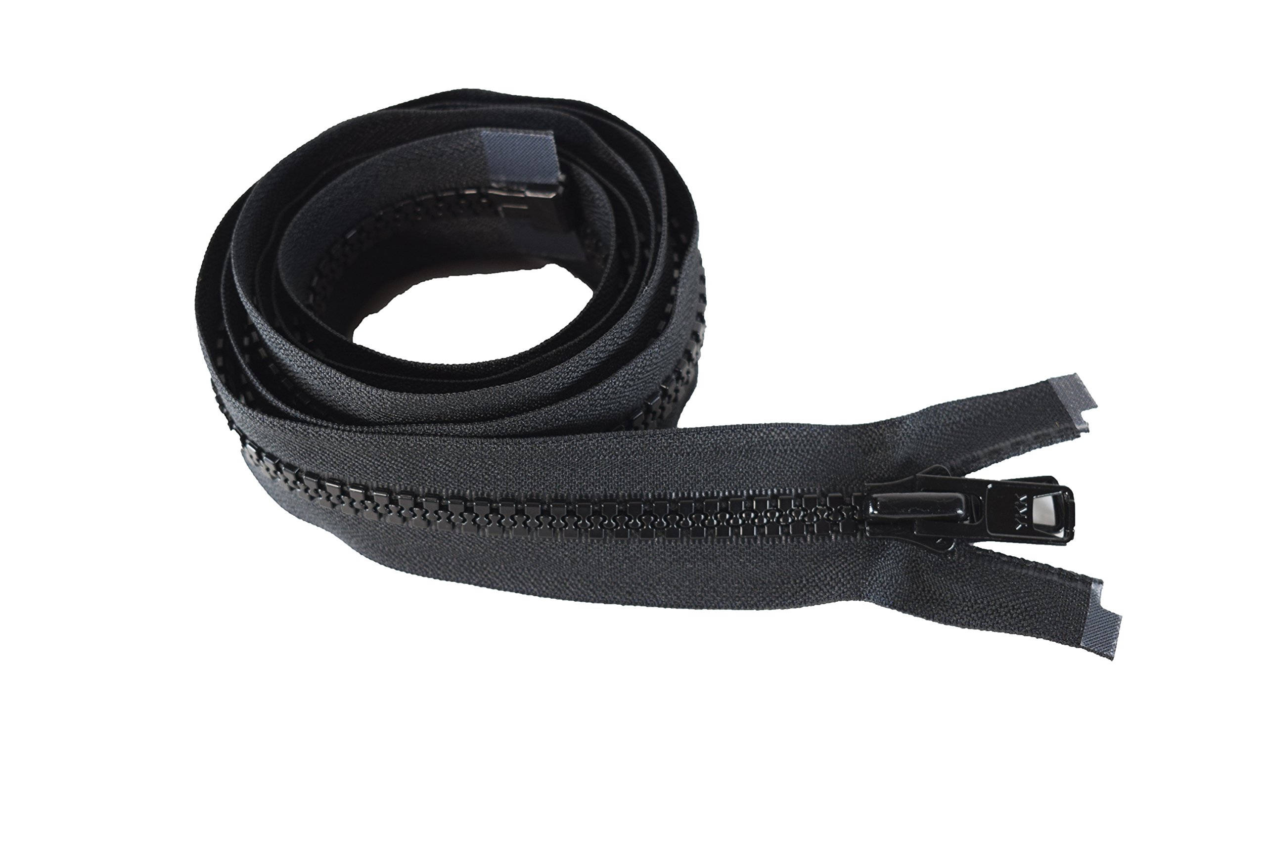 YKK60" Vislon Zipper - #10 Molded Extra-Heavy Separating - Metal Pull - 580 Black (1 Zipper/Pack)