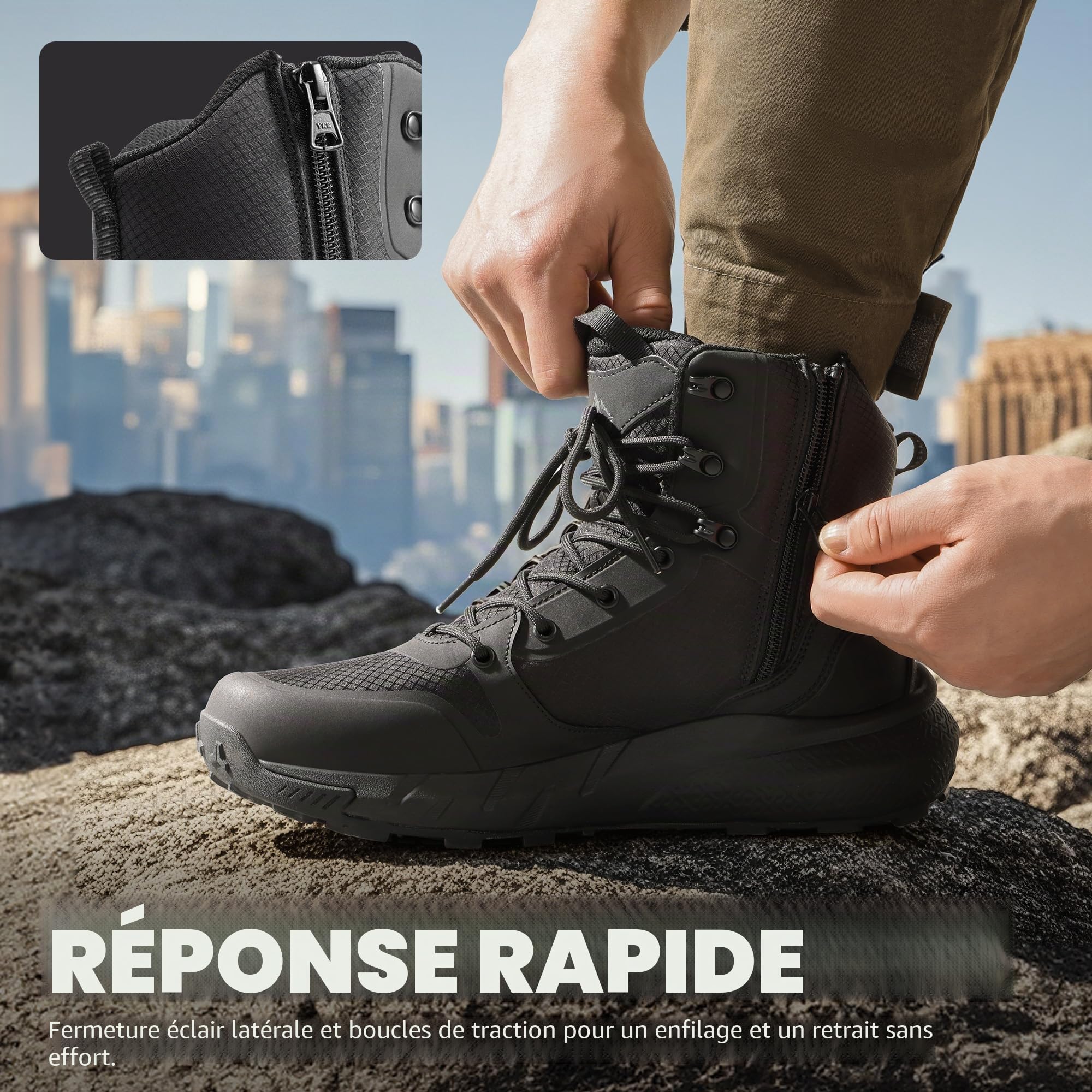 NORTIV 8 Homme Botte Tactique Militaire,Légère et Confortable,Bottes de Combat pour Moto et Randonnée Travail