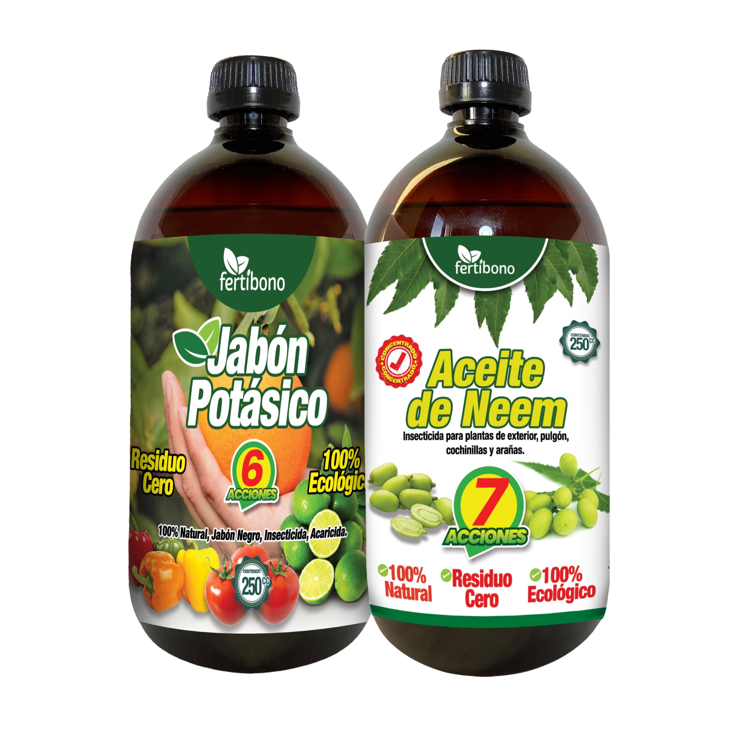 FERTIBONO BabyPlus - Jabón Potásico y Aceite de Neem – Pack 250 ml - Alta Concentración, Mayor Ahorro con Menor Dosis, Eficacia en el Cuidado de Plantas.