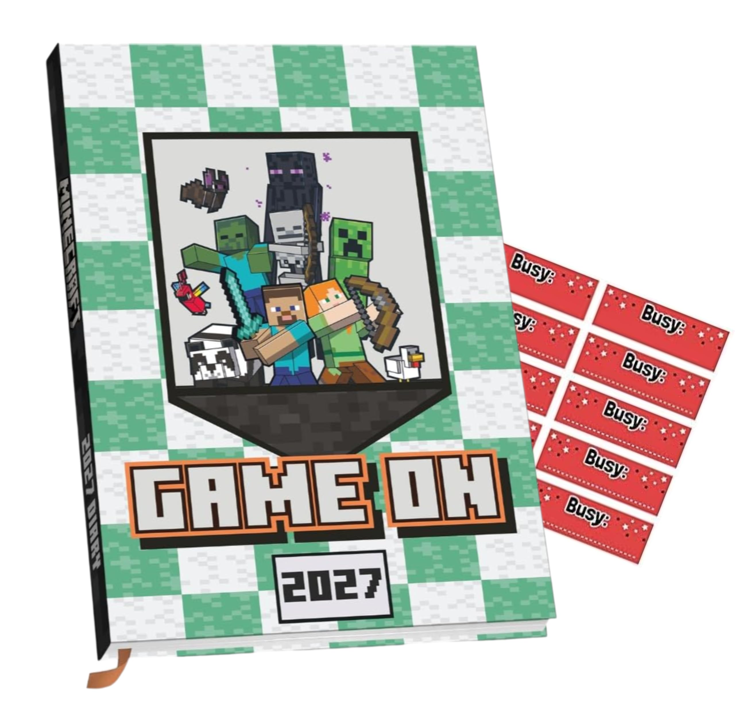 Danilo Promotions LTD Minecraft Diary 2027 A5 Hardback Gaming Calendar With FREE Organising Stickers Included