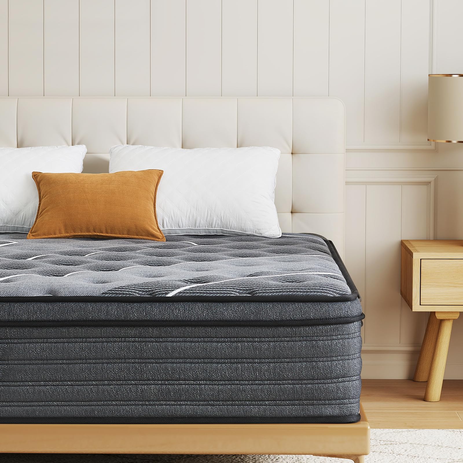 Photo 1 of 12 Inch Full Size Hybrid Mattress in a Box, Memory Foam Mattress with Pocket Spring for Pressure Relief, Ergonomic Support & Motion Isolation, Medium Firm (12inch, 137x190x30cm)