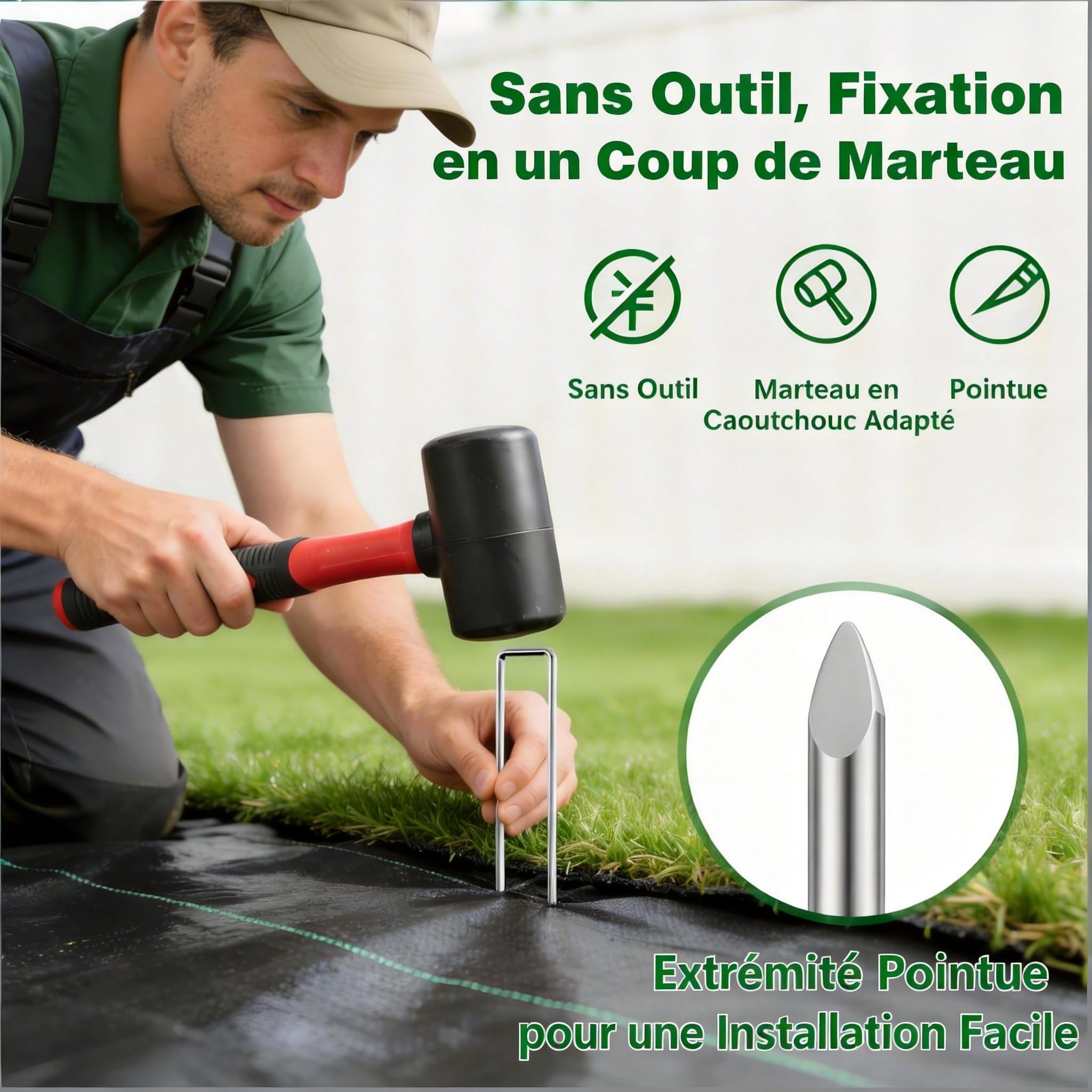 Amagabeli Garden Home 500 Piquets de Jardin Pelouse Agrafe Toile de Paillage en Forme de U - 150 mm Long - Ongles Mauvaises Herbes Tissu Piquets Galvanisé Piquet de Fixation en Acier pour Bache