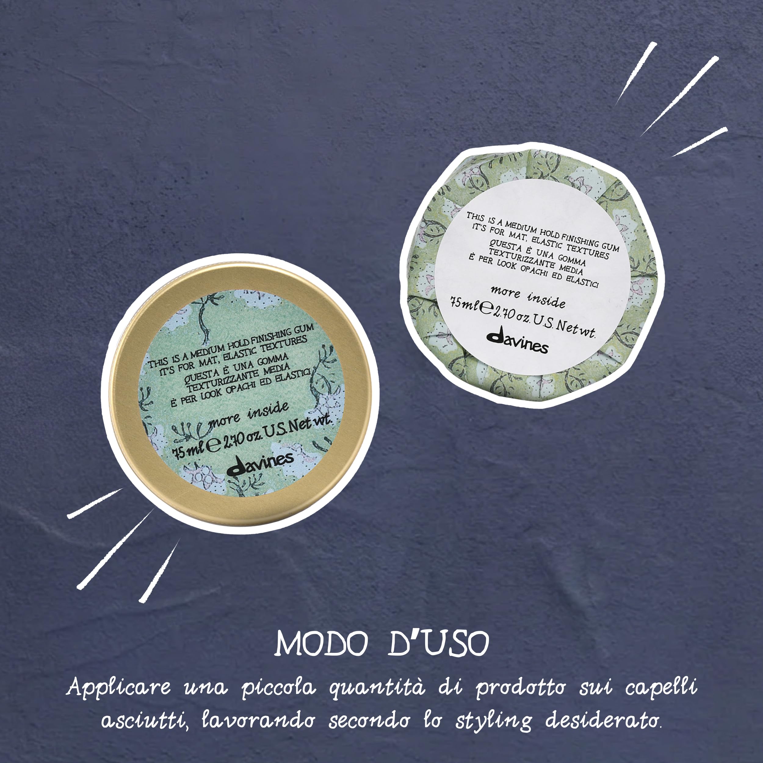 Davines MORE INSIDE Questa è una Gomma Texturizzante Media - Tenuta media - Finishing leggermente opaco - Effetto texturizzante - 75 ml