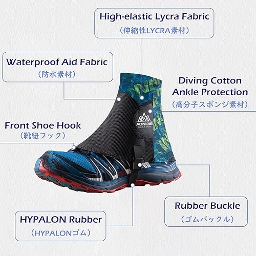 Miniatura 22 de TRIWONDER Polainas de tobillo bajas ligeras e impermeables para senderismo, caminar, mochilero 02 verde,02 azul,azul (03 Blue),03 Verde,03