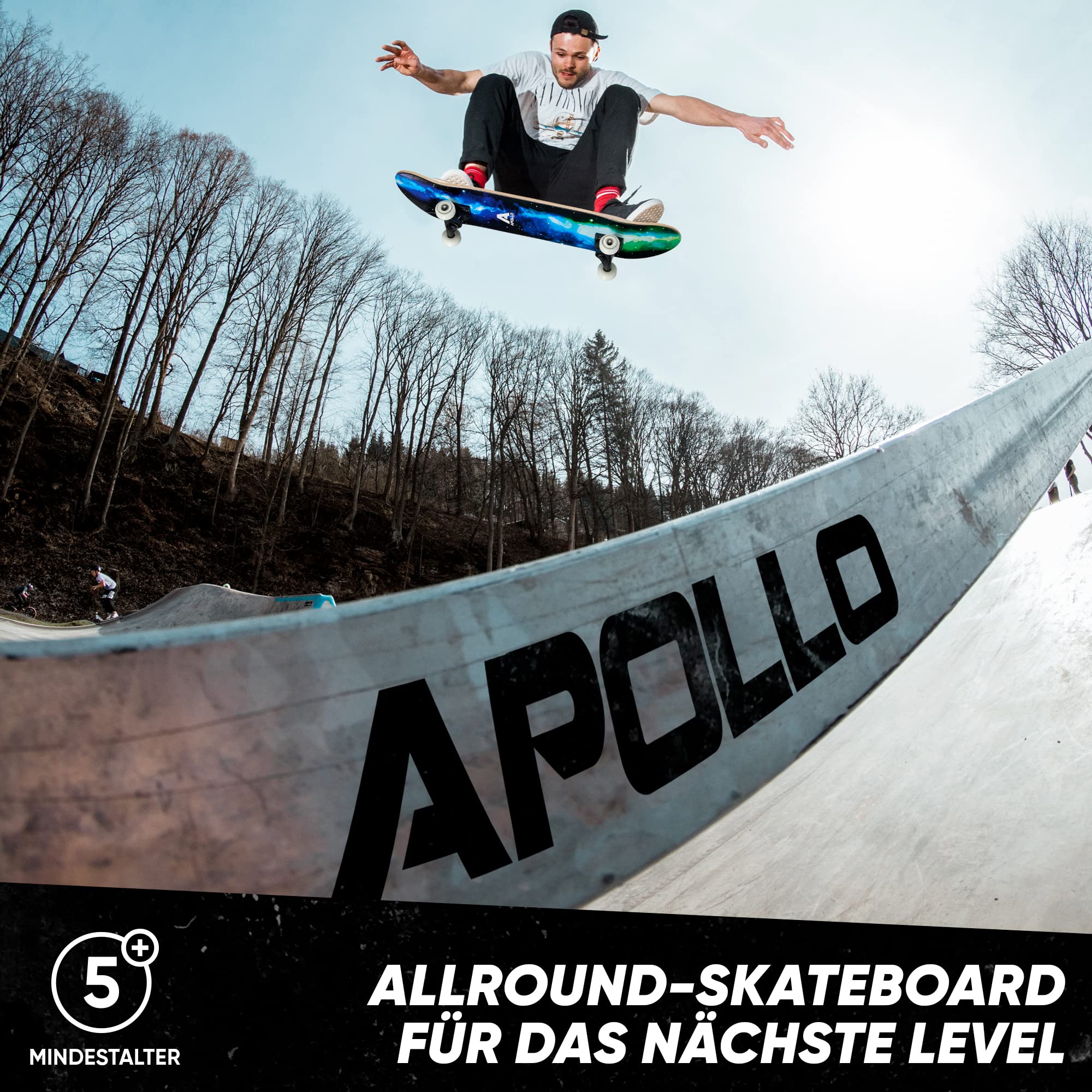 Apollo Skateboard | Cooles Kinder Skateboard und Profi Skateboard Erwachsene in Einem | 7-lagiges Skateboard Deck, trendig, Medium Concave, ABEC-7 Kugellager | Top Fahreigenschaften bei jedem Style