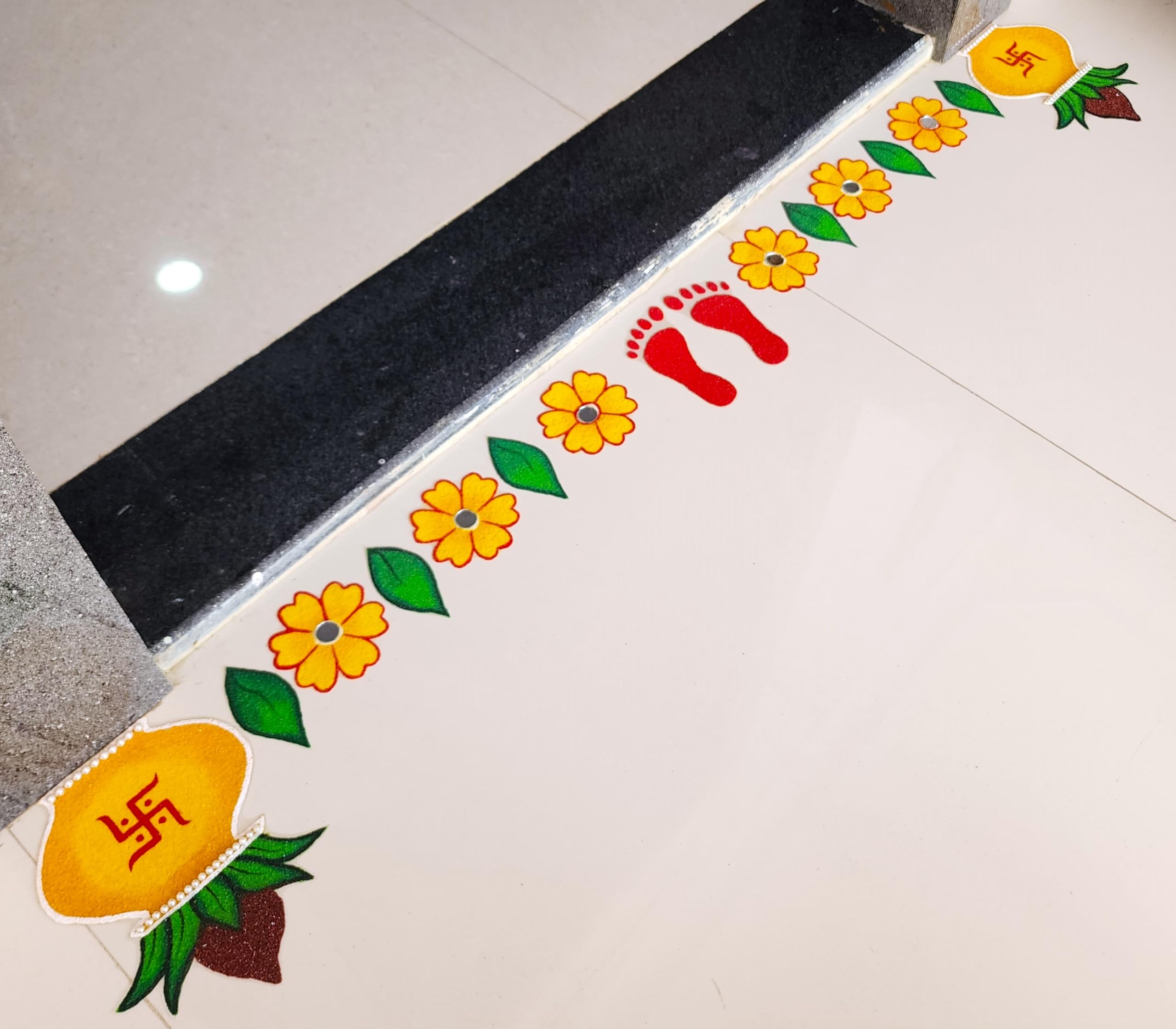 Radhika Creation Beautiful Entrance Decor Border Ready Rangoli Set | Reusable Floor Border Rangoli for Home Entrance, Mandir & Festival Decoration | Decorative Rangoli Set-image-18