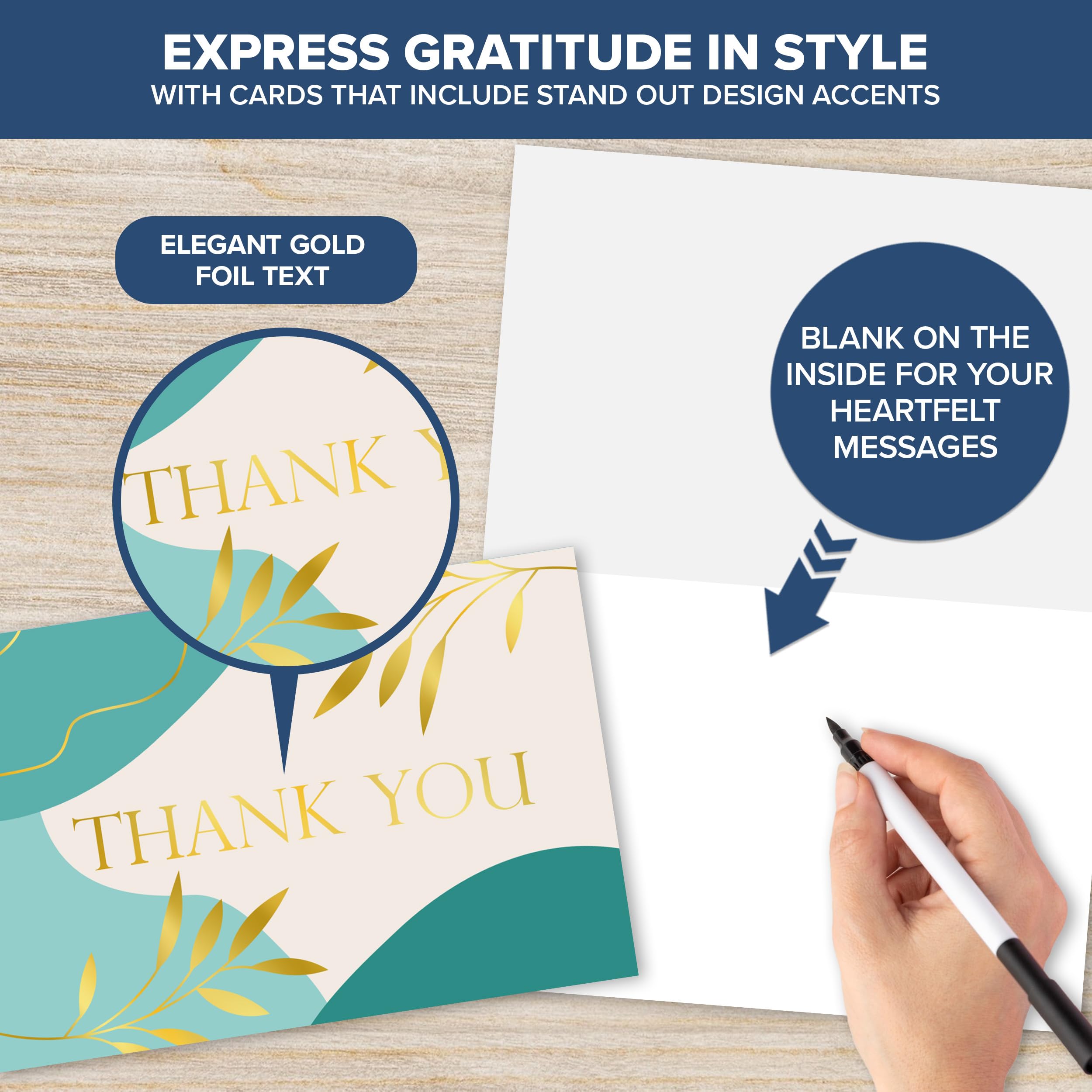 Thank You Cards Small Business AZAZA 48 PCS Thank You Cards With Envelopes  4x6, Green Wedding Thank You Cards Gold Foil, Minimalistic Blank Thank You  Notes For Graduation Baby Shower Bridal Shower (, image size:2500x2500