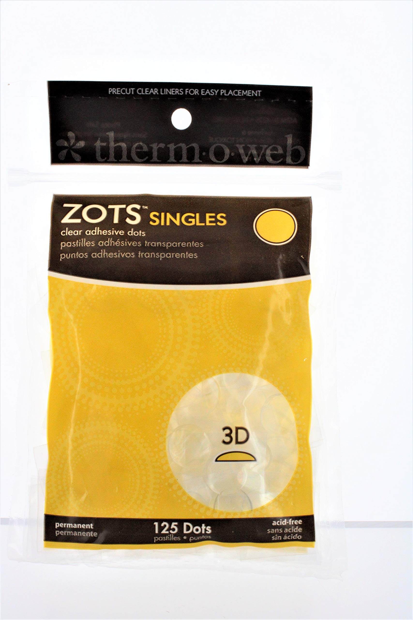 Zots Singles Clear Adhesive Dots-3D 1/2""X1/8"" Thick 125/Pkg