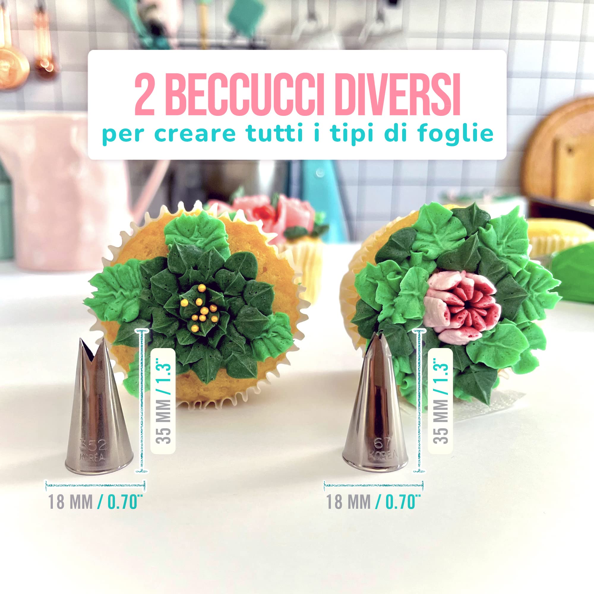 Cukkicakes Set di 6 Beccucci per Sac a Poche Grandi Professionali (1, 2D, 4B, 1A, 124 e 895