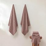 Modern Threads 6 Piece Set, 2 Bath Towels, 2 Hand Towels, 2 Washcloths Yarn Dyed Diamond Gate Jacquard Towel Set Dusty Rose