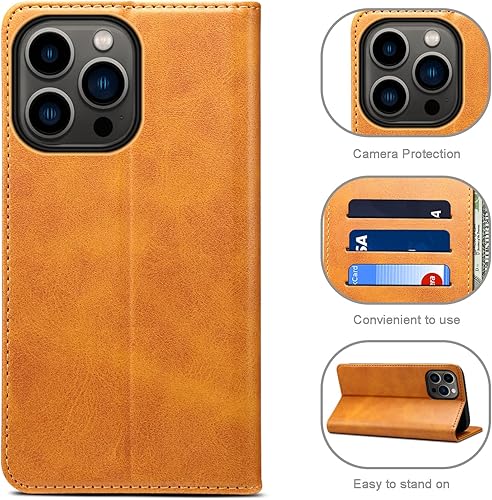 Miniatura 8 de Funda para iPhone 15 Pro, funda de piel sintética de lujo con función atril y tarjetero magnético, a prueba de golpes, funda protectora para iPhone