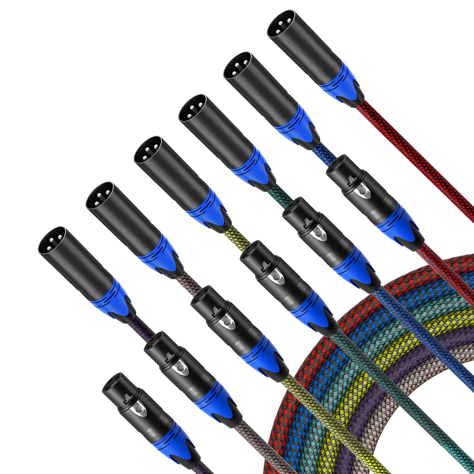 FURUI Upgraded XLR Cable 6ft 6Pack, Nylon Braided XLR Male to Female Microphone Cable Heavy Duty Balanced XLR Cable Compatible with Preamps/Speaker Systems and More