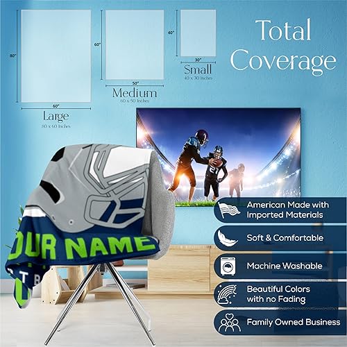Miniatura 5 de Manta de fútbol personalizada para niños y adultos, felpa cálida y suave, regalo personalizado para fanáticos del fútbol americano con número de