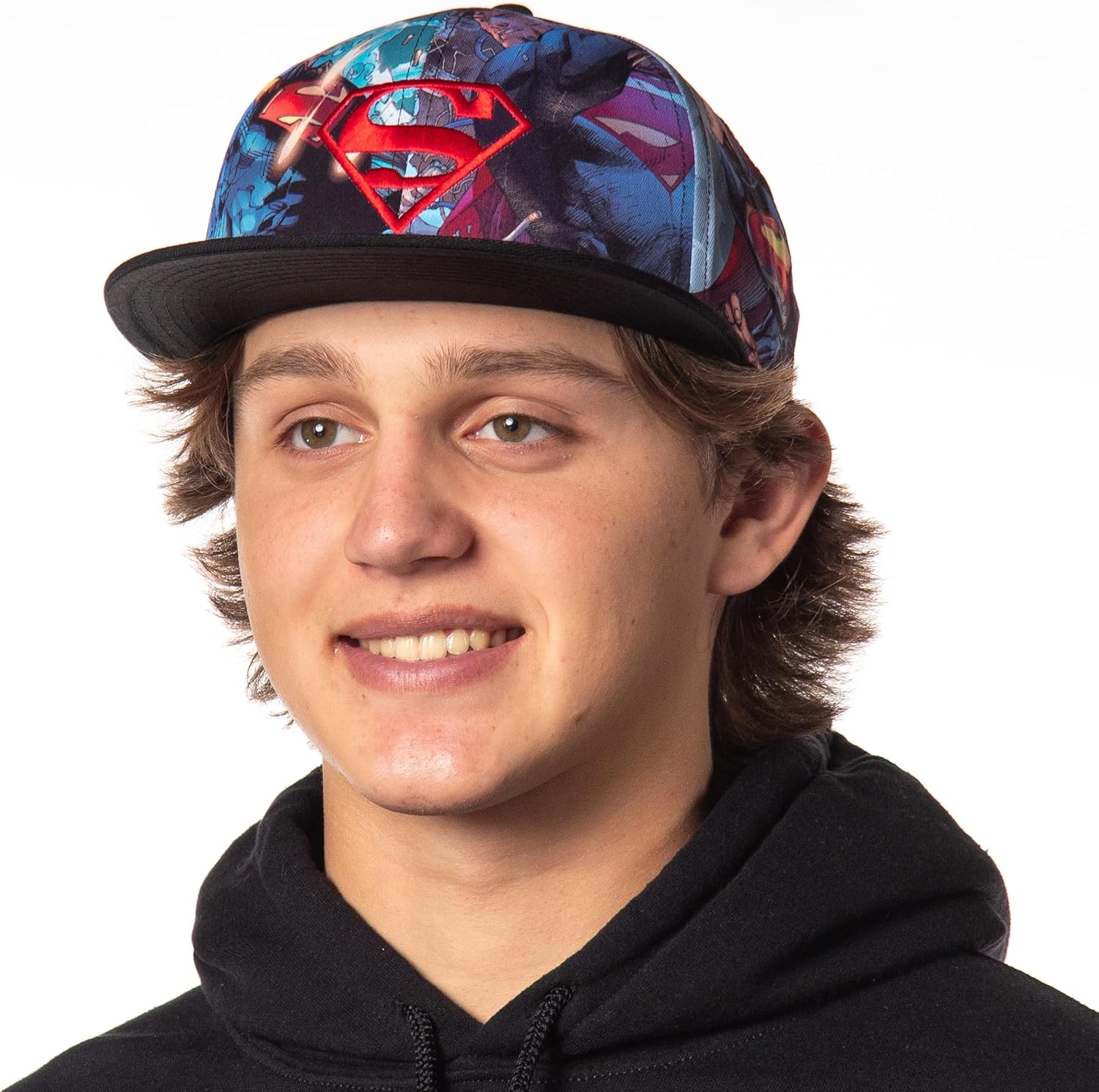 DC Comics Superman Logo Baseball Hat Adult Fighting Scenes Sublimated Adjustable Snapback Cap Multicolored - Image 2