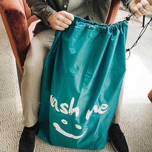 Vista 55 de HOMEST - Bolsa de lavandería con correa para viaje, bolsa de almacenamiento grande antidesgarro con cordón ajustable, lavable a máquina, nailon