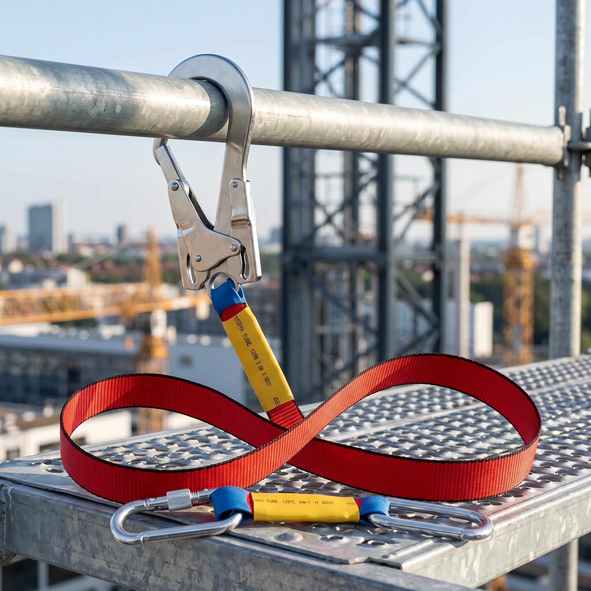 Sharplace Fallschutz Absturzsicherung Polyester Bandschlinge mit Doppel Legierungsstahl Karabinerhaken, Fallschutz Sicherheitsseil für Outdoor Baumklettern Bergsteigen Rettungsdienst
