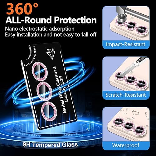 Vista 824 de para Samsung Galaxy Z Flip 7 Protector de Lente de Cámara, Cubierta de Lente de Vidrio Templado con Anillo de Metal Individual, [Fuerte Adhesión] 1