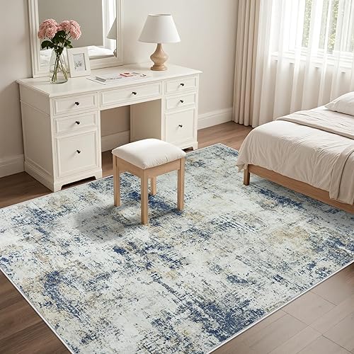 Miniatura 129 de Alfombra de área para sala de estar: alfombra lavable de 5 x 7 con respaldo antideslizante, no desprende pelo, resistente a las manchas, plegable